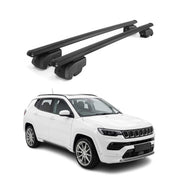 Barres de toit Transversales pour Jeep Compass III 2025-2026 Aluminium Noir 2Pcs