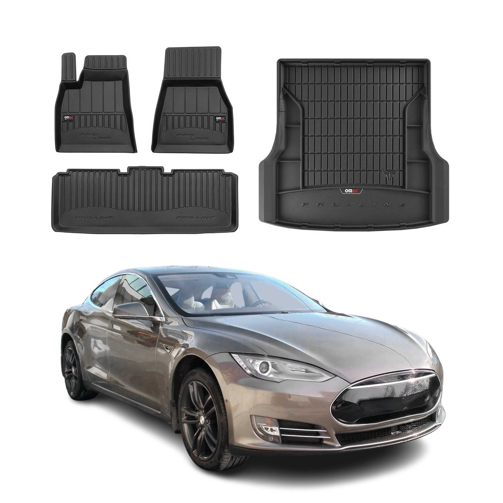 Kit Tapis de Sol et Coffre pour Tesla Model S 2012-2022 TPE Noir