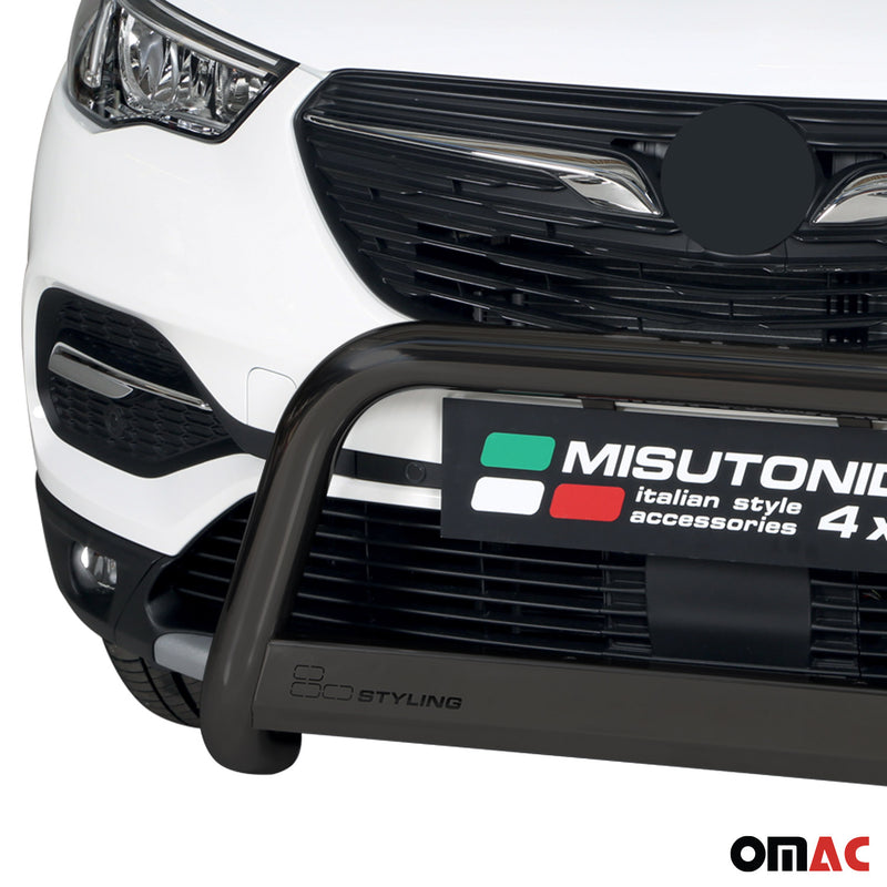 Pare-buffle Avant pour Opel Grandland X 2018-2025 63mm en Acier Inoxydable Noir