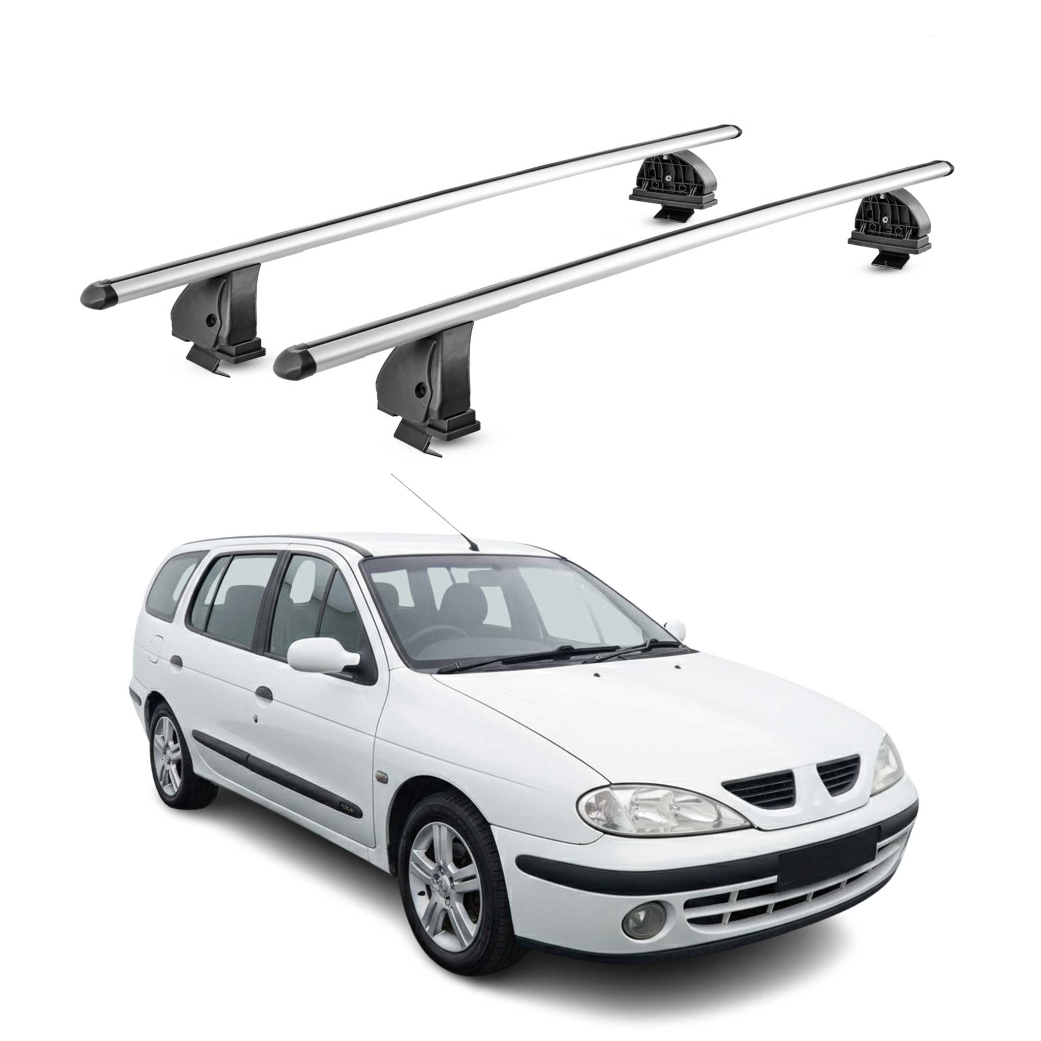 Barres de toit transversales Alu pour Renault Megane I HB Break 1996-2003 Gris