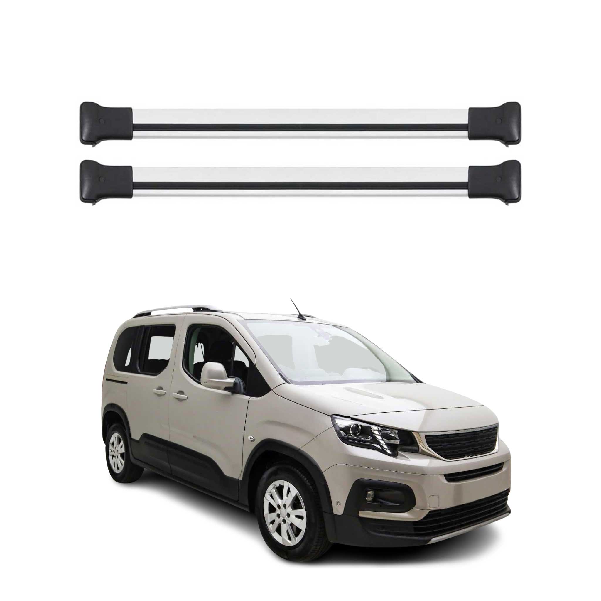 Barres de toit transversales pour Peugeot Partner 2018-2026 en gris ABE