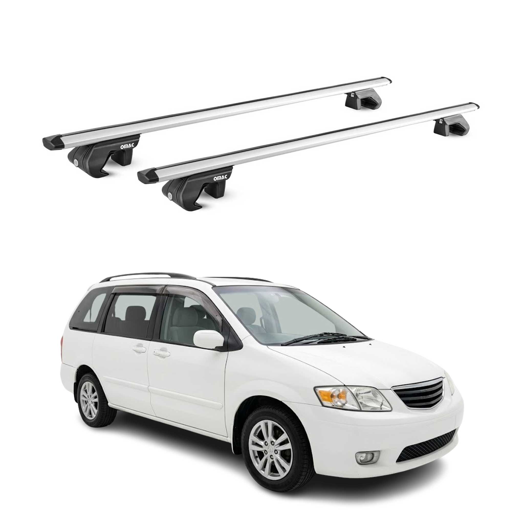 Barres de toit transversales ABE pour Mazda MPV LV 1995-1999 Aluminium Gris 2x