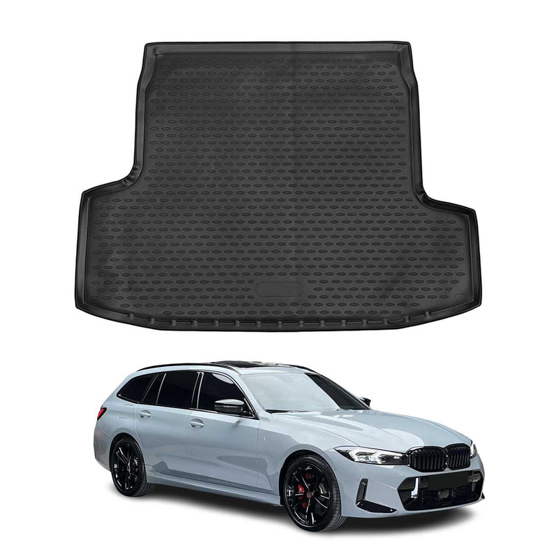 OMAC Tapis de coffre pour BMW Série 3 G21 Break 2019-2024 en caoutchouc Noir