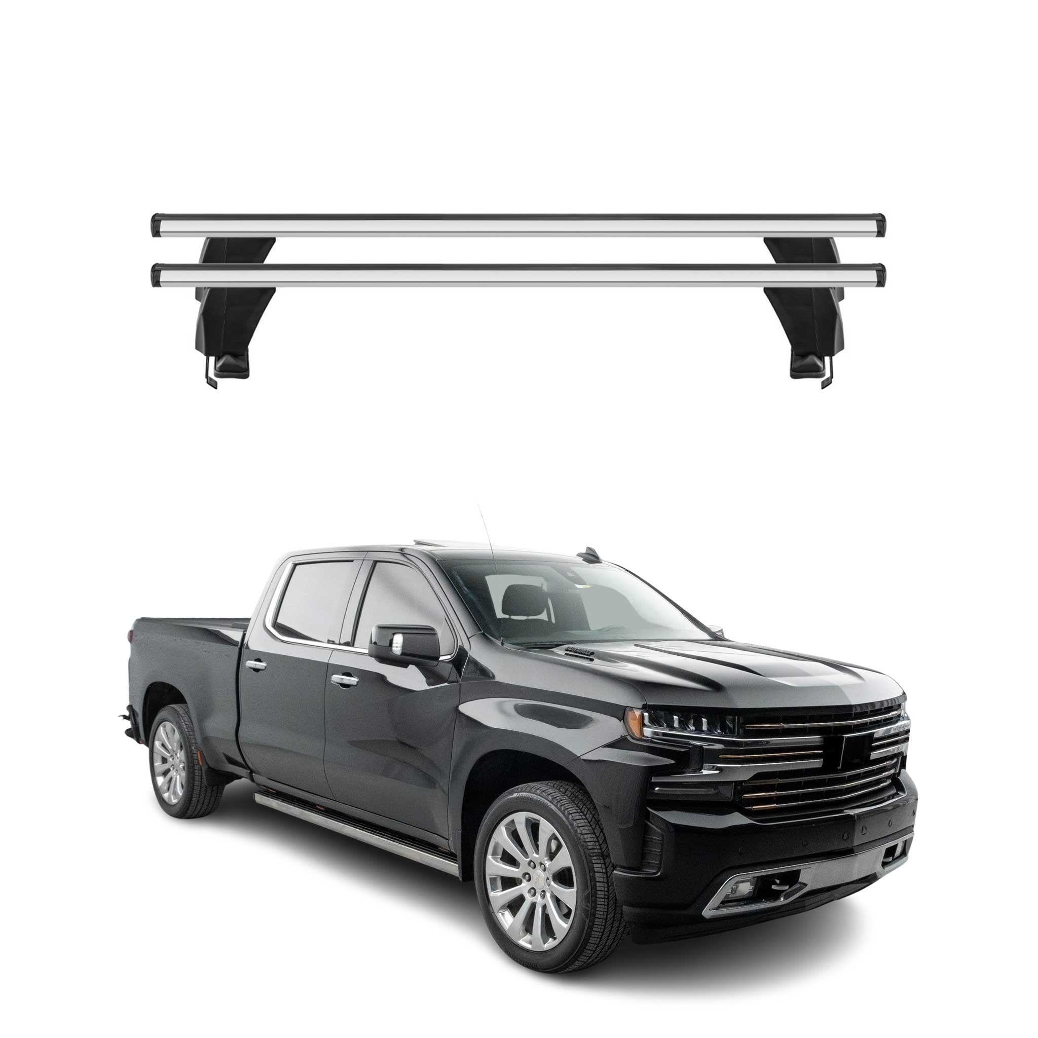 Barres de toit Transversales pour Chevrolet Silverado IV 2019-26 4Portes Gris 2x