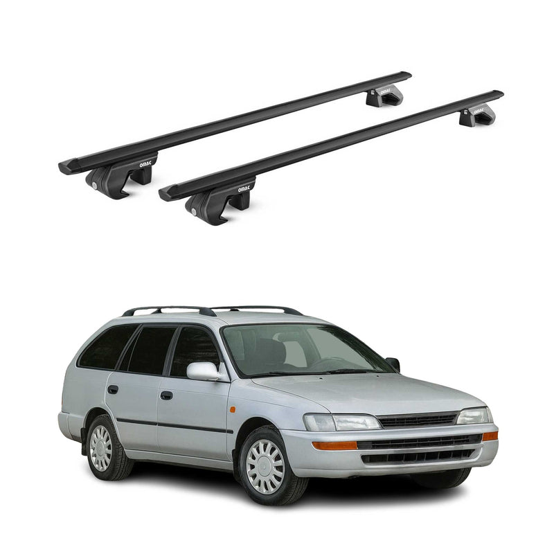 Barres de toit ABE pour Toyota Corolla Break / Verso 2000-2009 5 P Alu Noir 2x