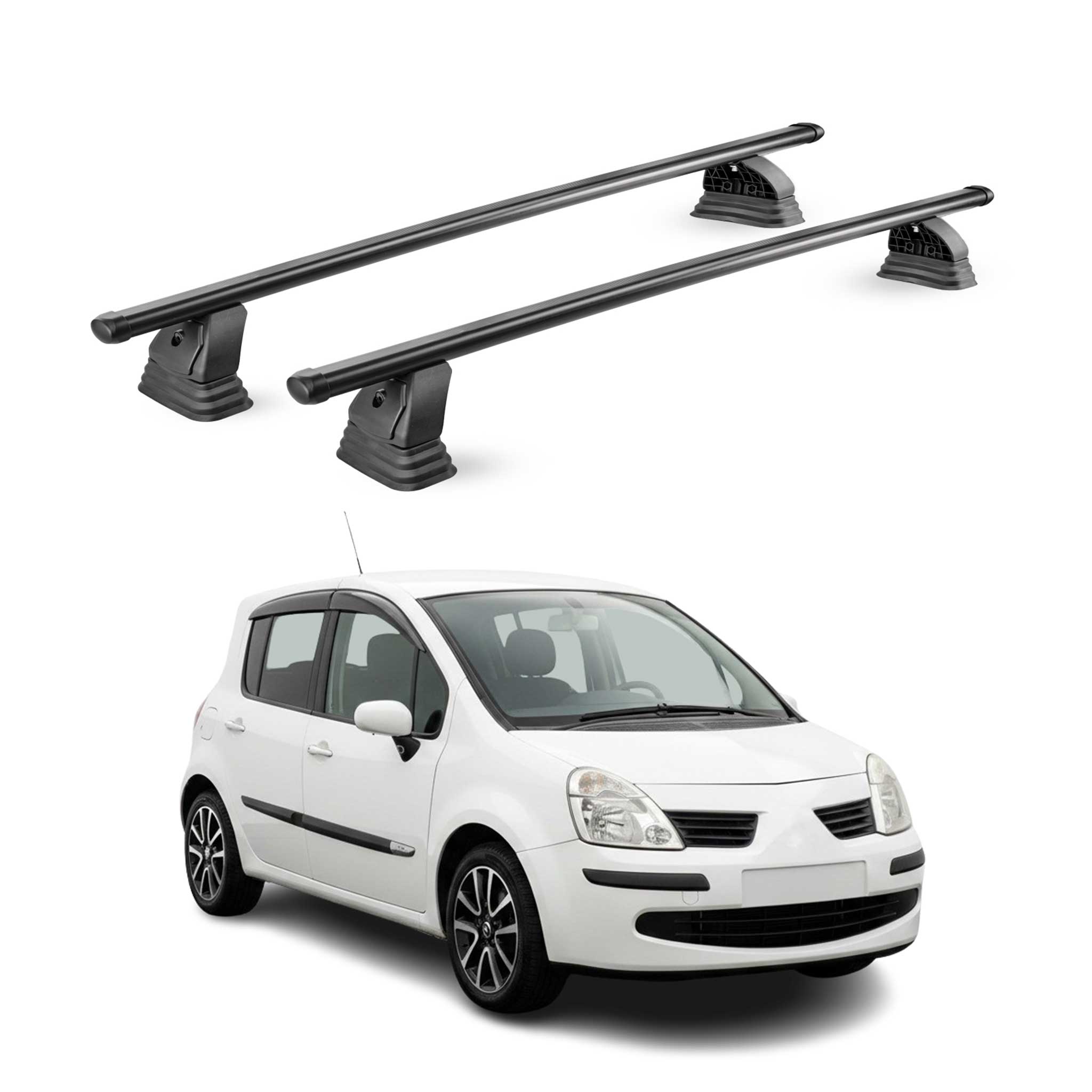 Barres de toit transversales acier pour Renault Modus 2004-2013 TÜV Noir 2Pcs