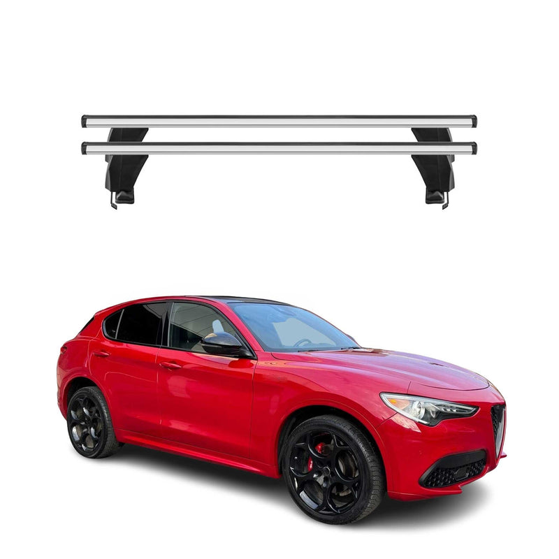 Menabo Barres de toit transversales pour Alfa Romeo Stelvio 2017-25 Alu Gris 2x