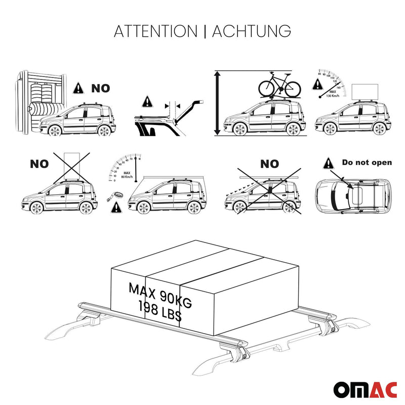 Barres de toit transversales TÜV pour Kia Sorento JC 2002-2009 Alu Gris 2 pièces