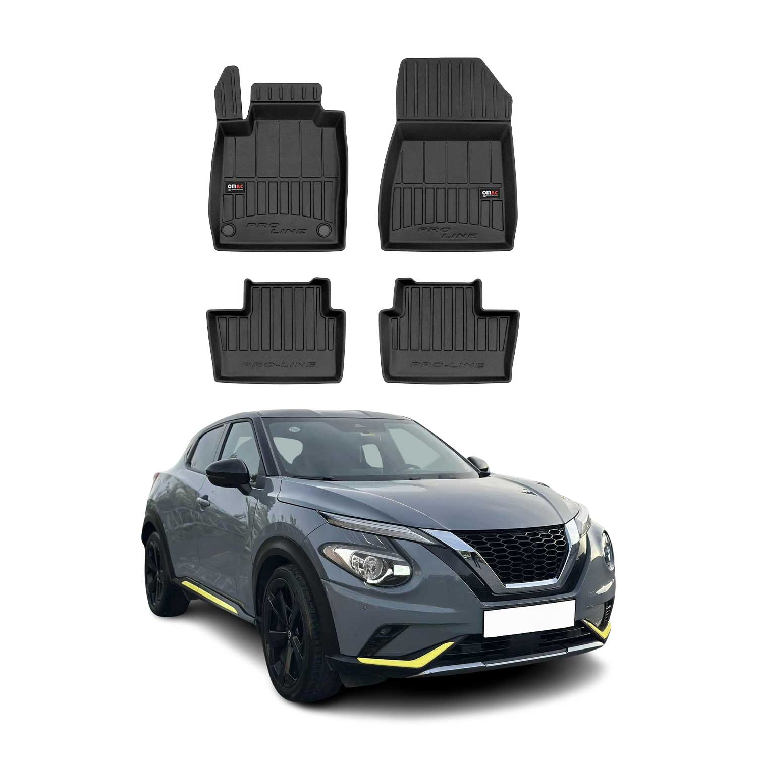 OMAC Tapis de sol en caoutchouc pour Nissan Juke 2019-2023 Noir Premium