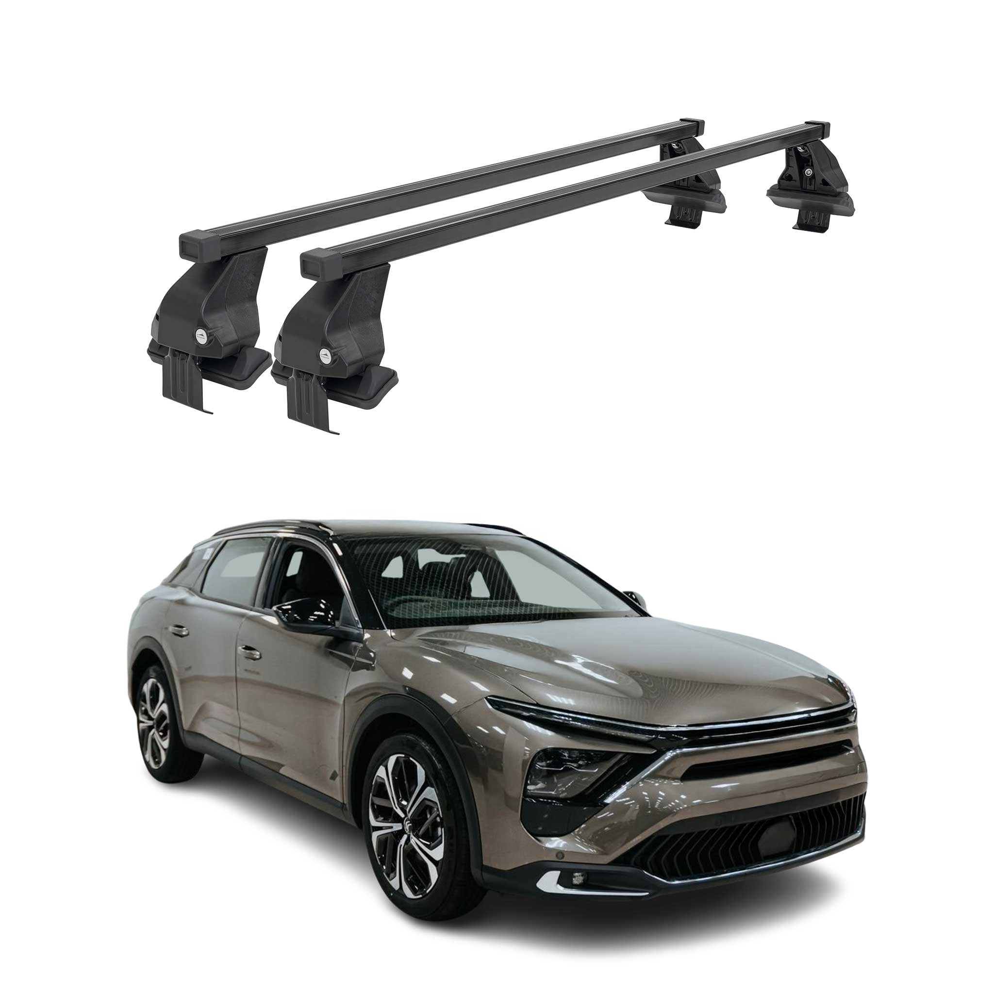 Menabo Barres de toit Transversales pour Citroën C5 X 2022-2026 Noir Acier 2x