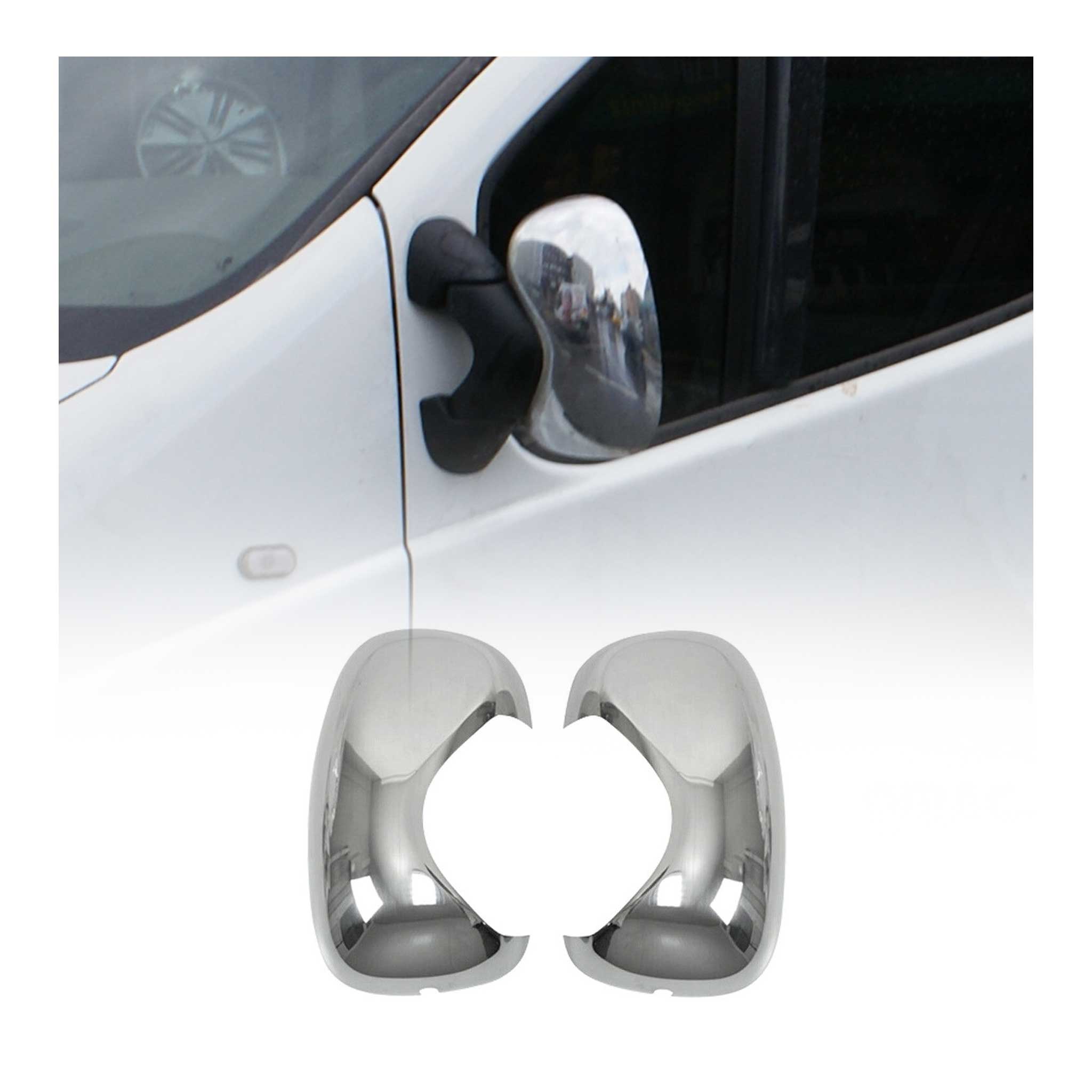 Coques de Rétroviseurs pour Renault Trafic II 2000-2014 en Acier Chromé Argent