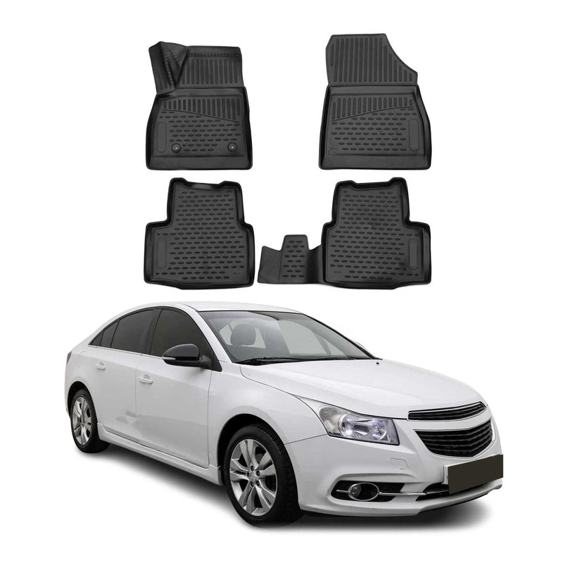 Tapis de sol pour Chevrolet Cruze 2016-2024 en caoutchouc TPE 3D Noir 4Pcs