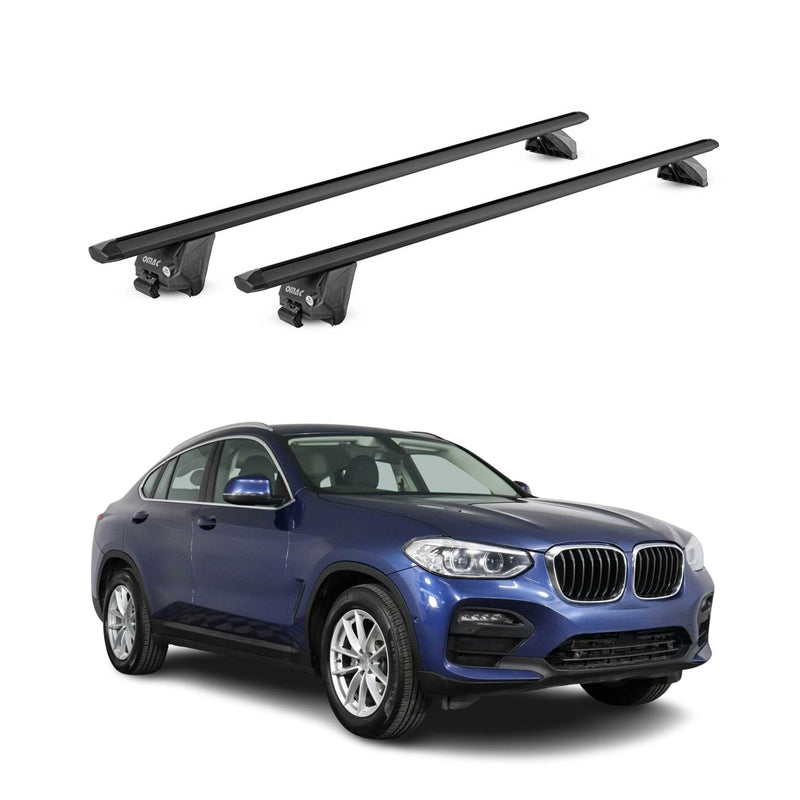 Barres de toit transversales pour BMW X4 F26 G02 2015-2025 Alu Noir 2 pièces ABE