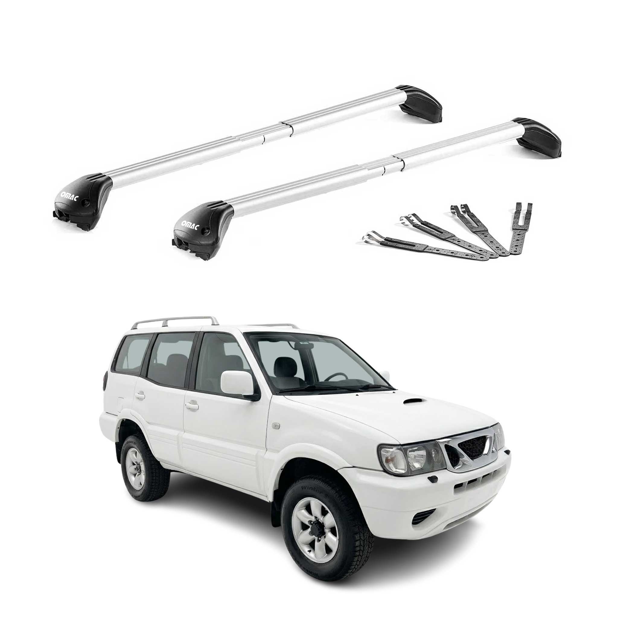 Barres de toit pour Nissan Terrano II R20 1993-2005 Gris Argenté 2 pièces ABE