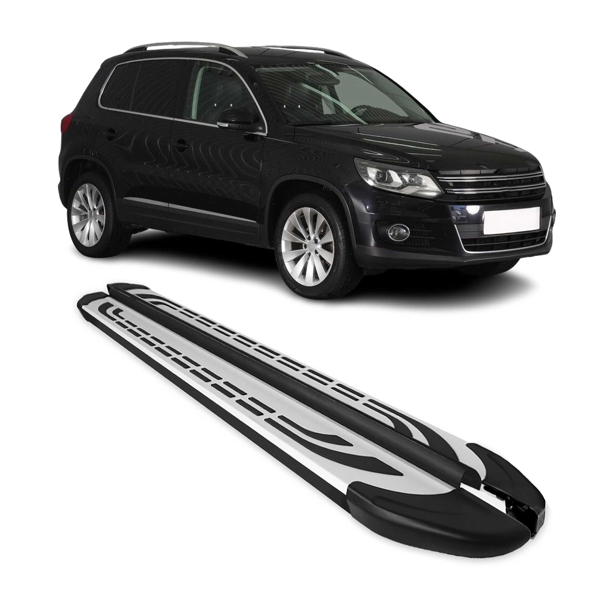 Marchepieds Latéraux pédale pour VW Tiguan 2007-2016 Aluminium Gris Noir 2x