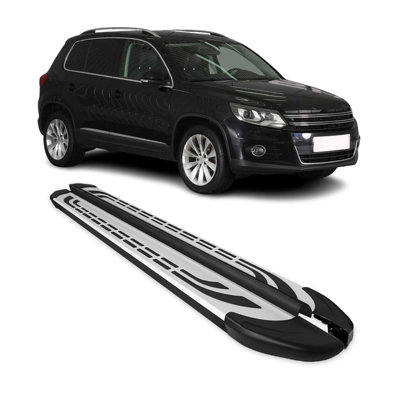 Marchepieds Latéraux pédale pour VW Tiguan 2007-2016 Aluminium Gris Noir 2x