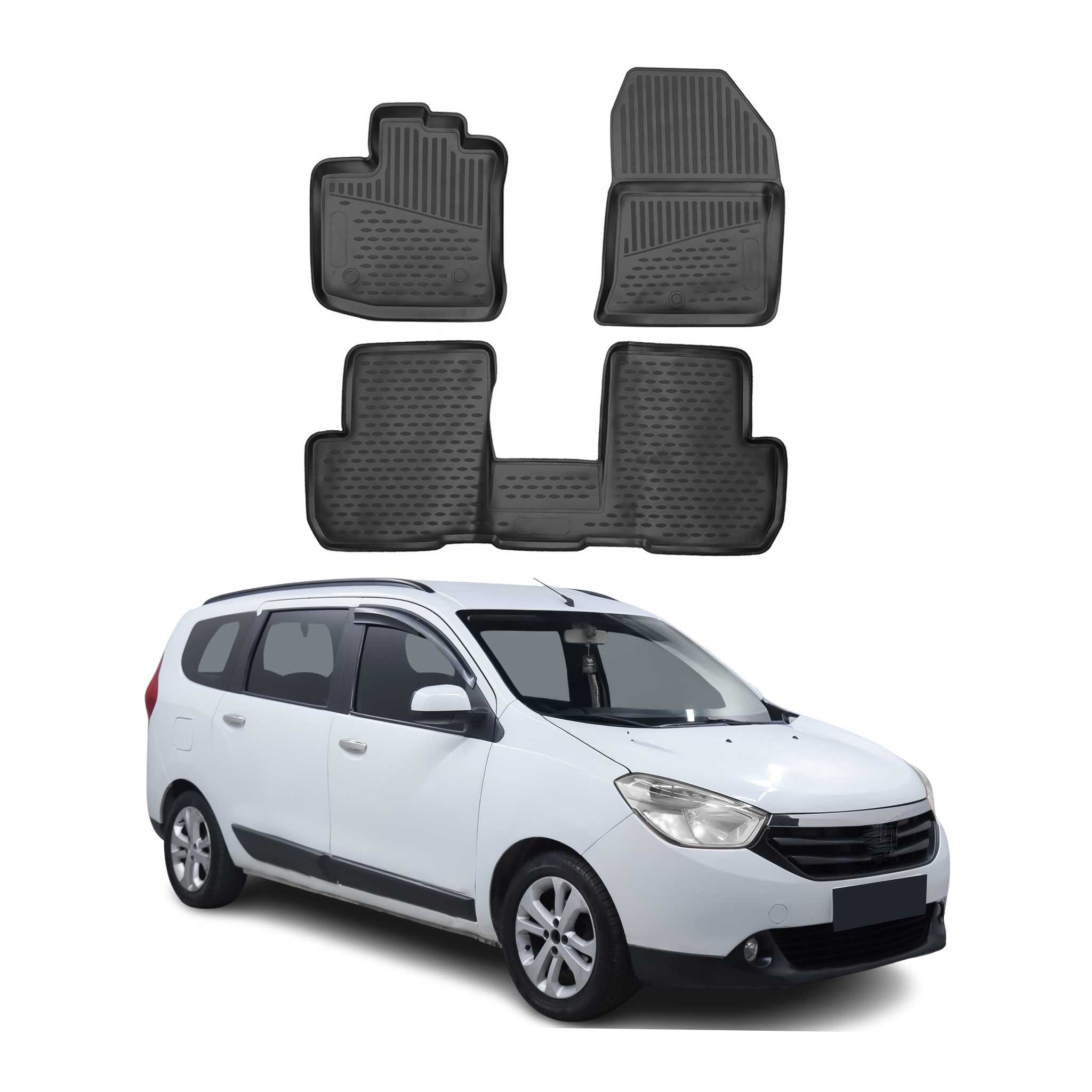 OMAC Tapis de sol pour Dacia Lodgy 2012-2022 sur mesure en caoutchouc Noir