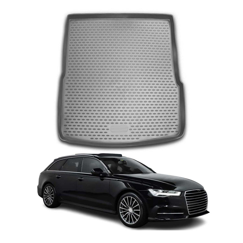 OMAC Tapis de coffre pour Audi A6 C7 Break Allroad 2011-2018 caoutchouc TPE Gris