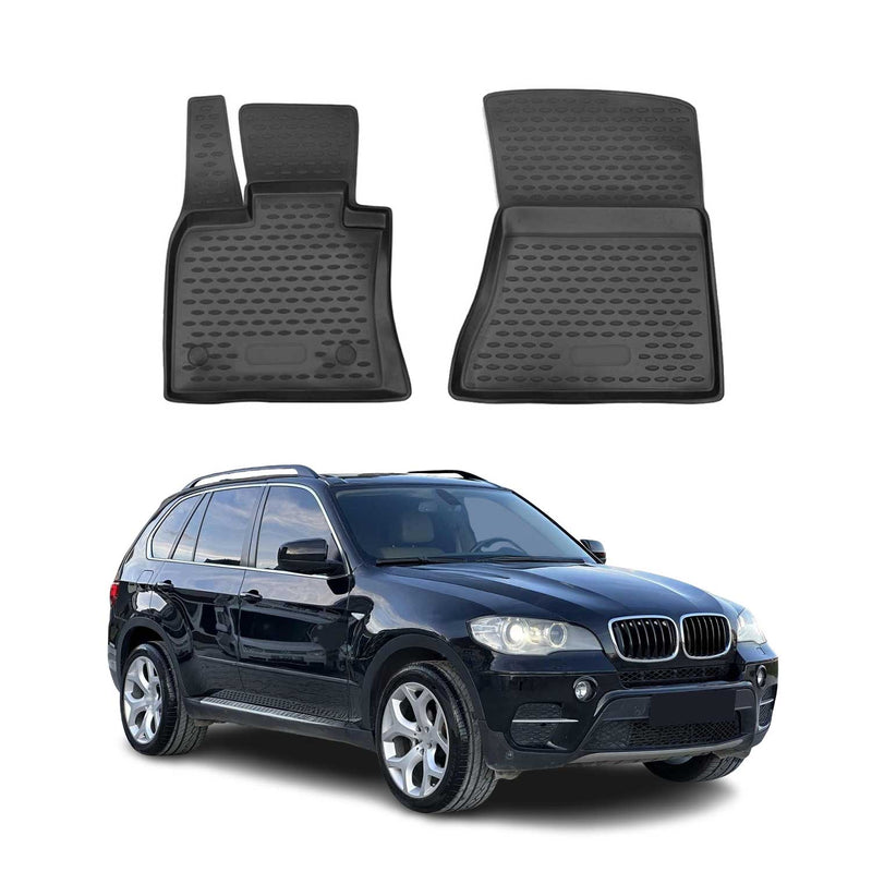 OMAC 3D Tapis de sol pour BMW X5 E70 2006-2013 en caoutchouc TPE Noir 2Pcs