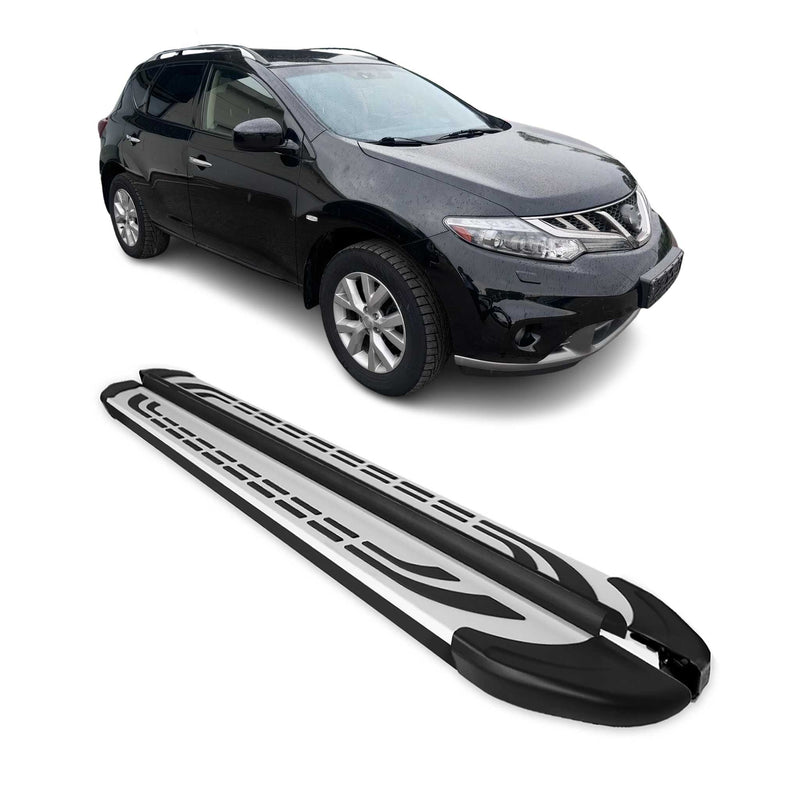 Marchepieds Latéraux pour Nissan Murano 2008-2014 Aluminium Gris Noir 2x
