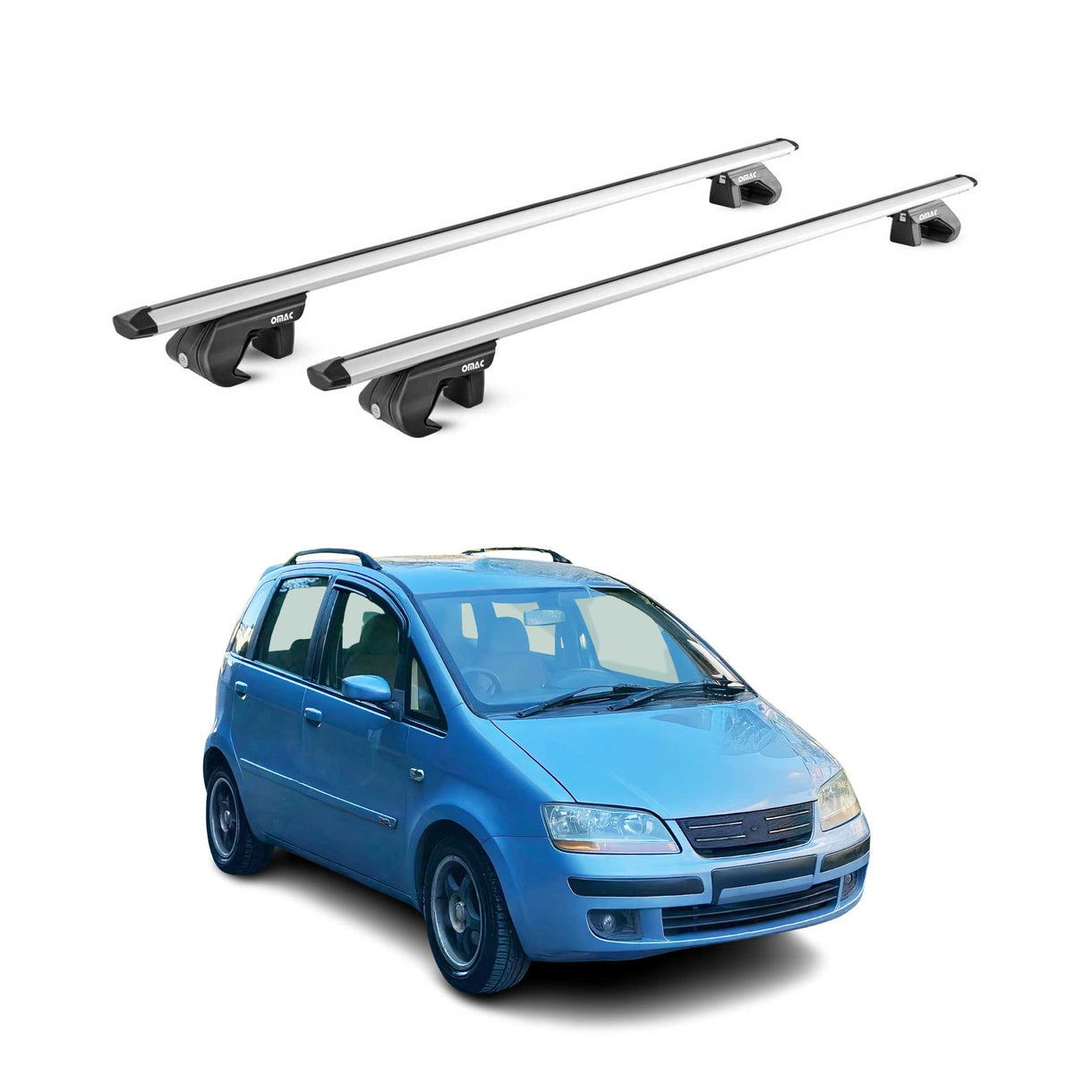 Barres de toit transversales pour Fiat Idea 2004-2012 Alu Gris Argenté 2x ABE