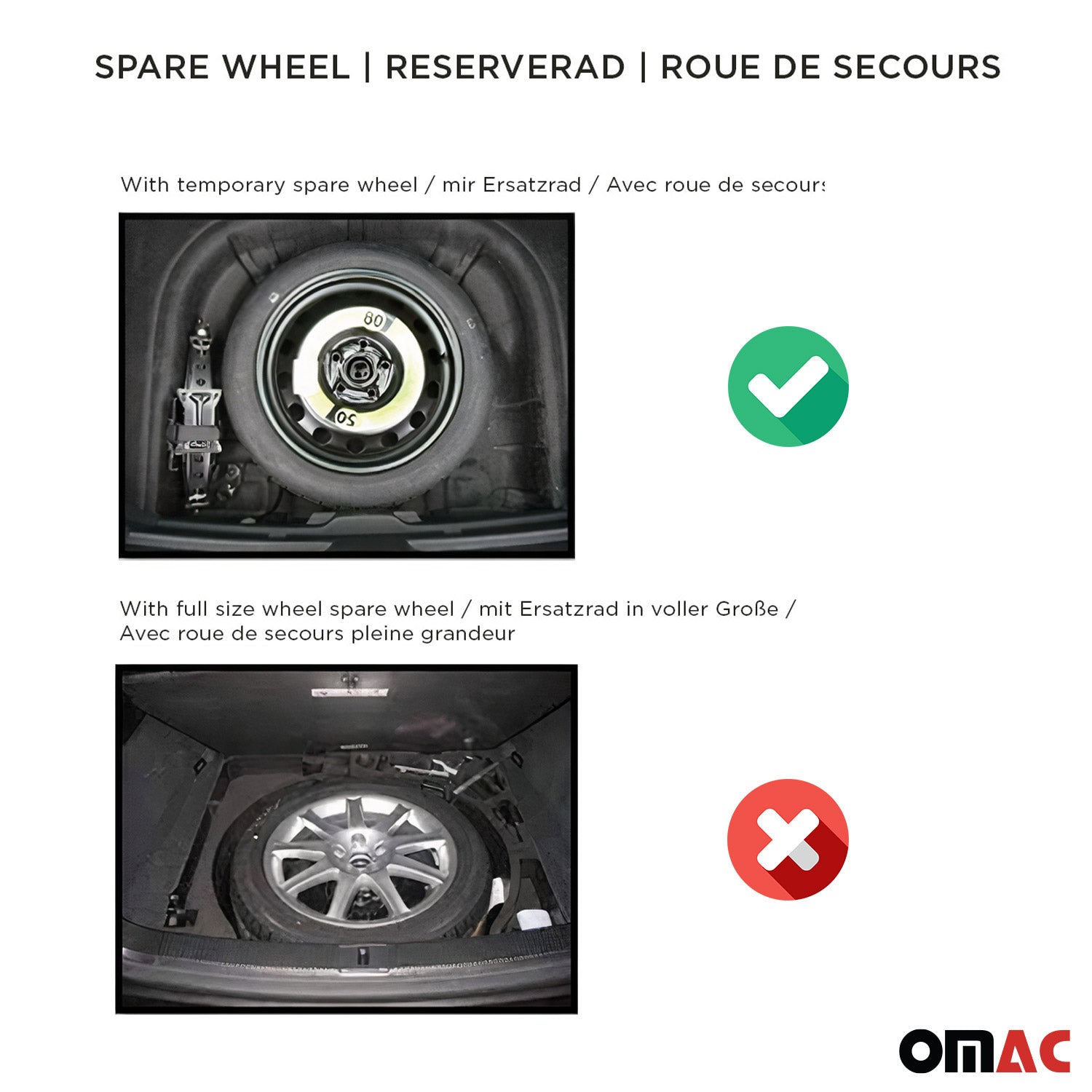 OMAC Tapis de coffre inférieur pour Ford Focus Turnier 2019-2025 en caoutchouc