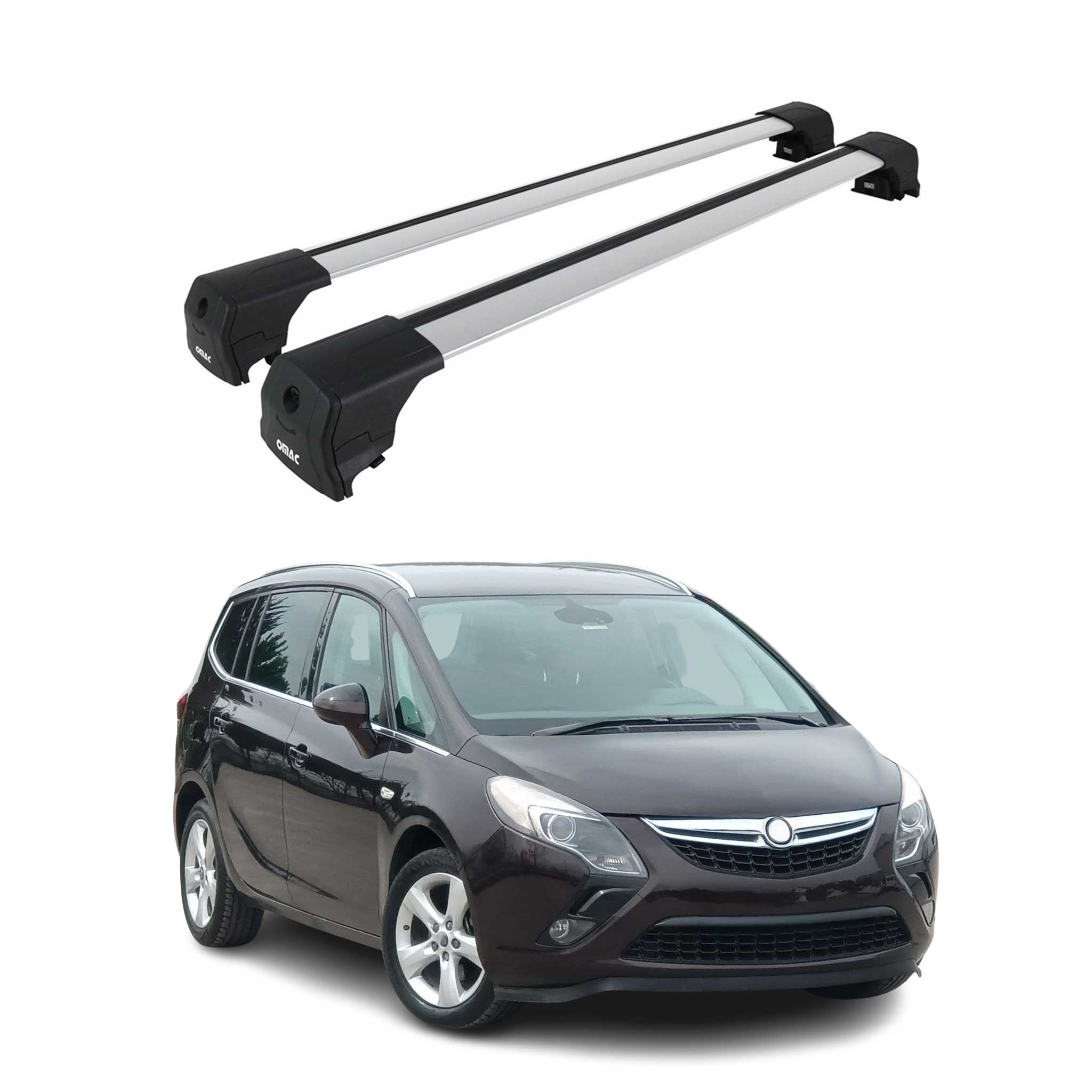 Barres De Toit Transversales pour Opel Zafira C Tourer 2011-2019 Alu Gris 2Pcs