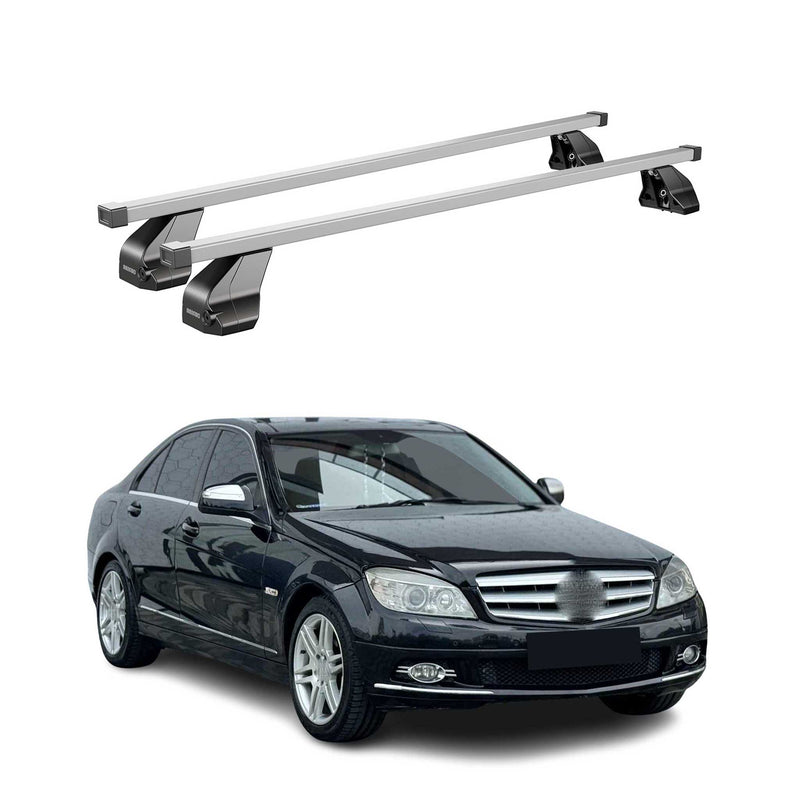 Barres de toit transversales pour Mercedes Classe C W204 2007-2013 Gris