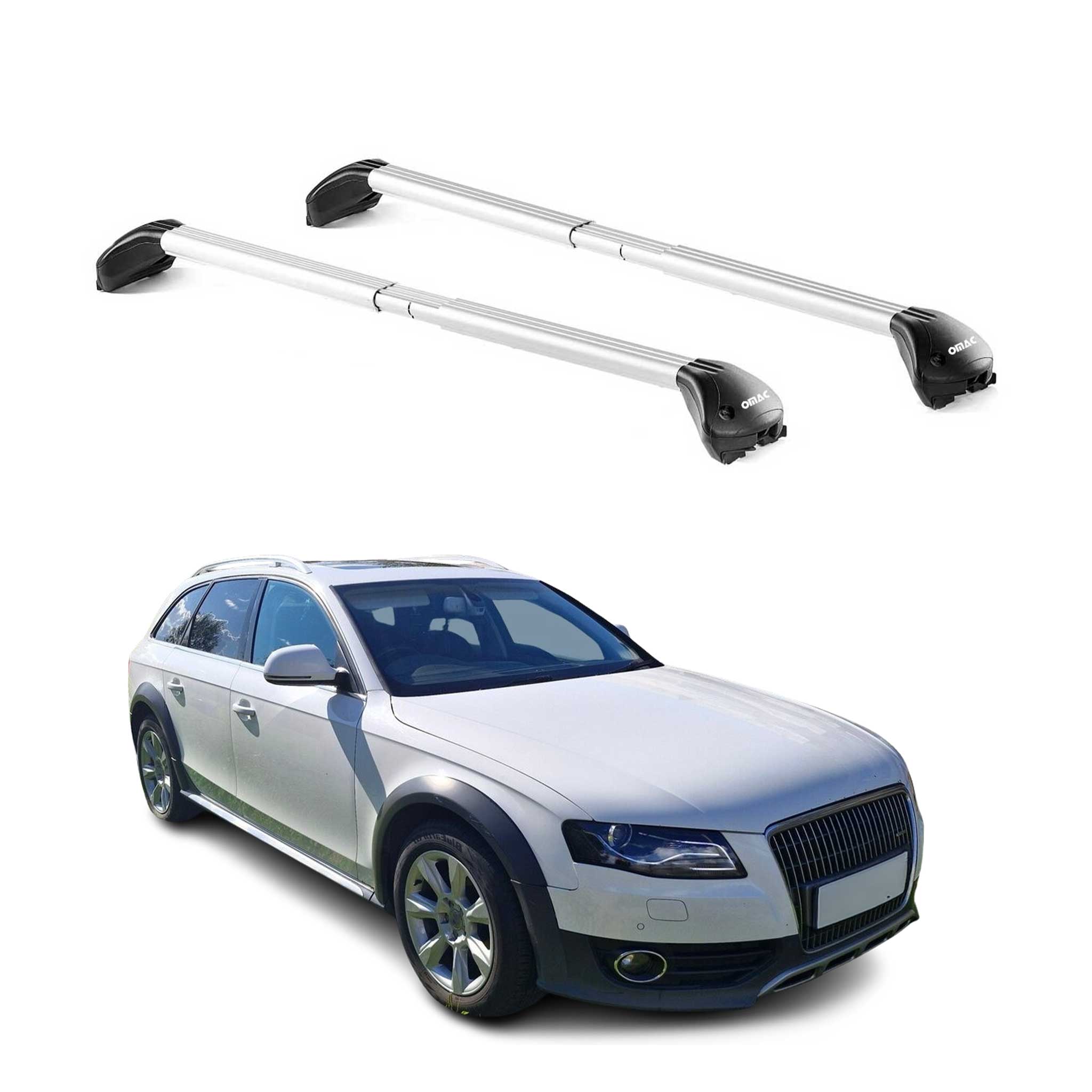 Barres de toit pour Audi A4 Allroad B8 B9 2009-2025 5P Gris Argenté 2 pièces ABE