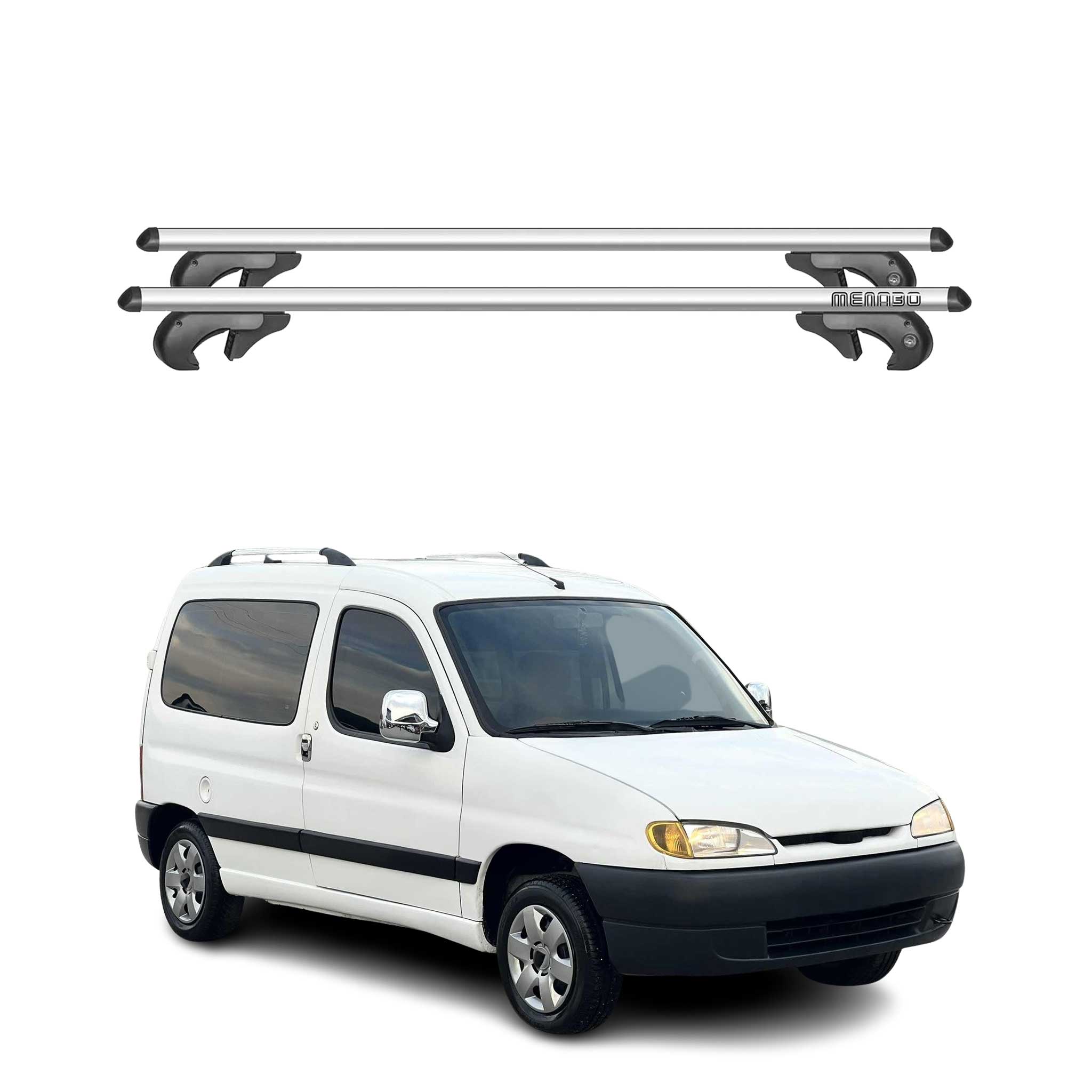 Barres de toit transversales pour Peugeot Partner Air 1996-13 90kg Alu Gris