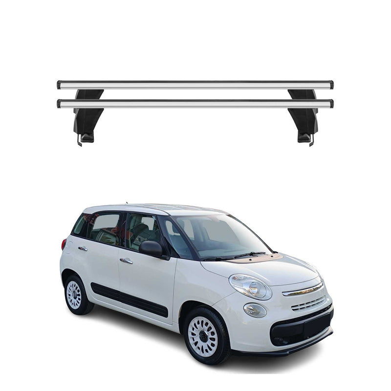 Menabo Barres de toit Transversales pour Fiat 500L 2012-2024 Alu Gris ABE 2x