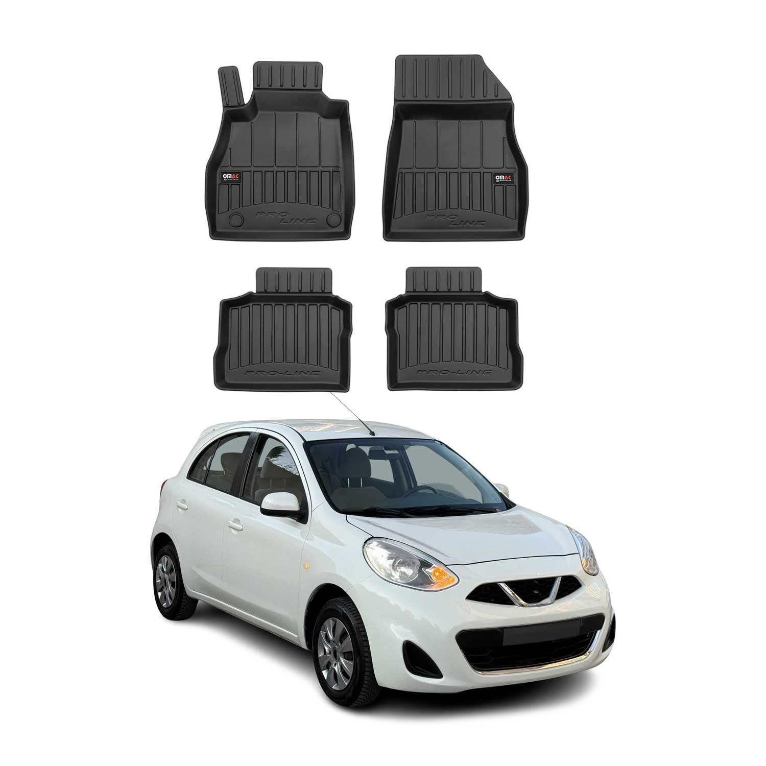 Tapis de Sol Voiture pour Nissan Micra 2017-2023 Caoutchouc TPE Noir