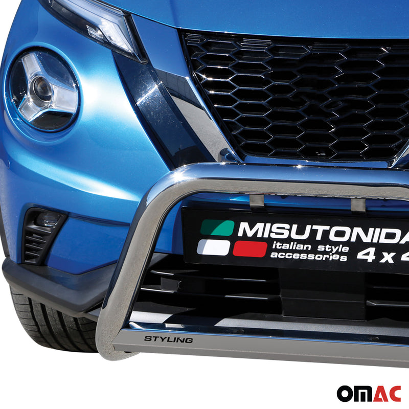 Pare-buffle Avant pour Nissan Juke 2020-2025 63mm en Acier Inoxydable Argent
