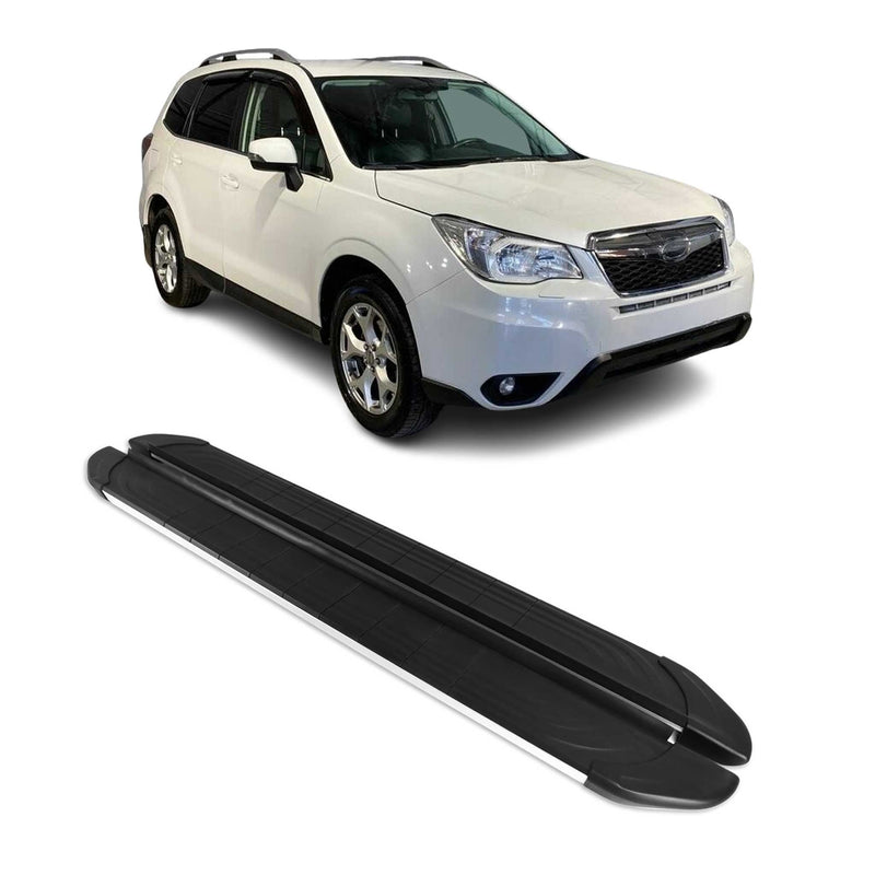 Marchepieds Latéraux pédale pour Subaru Forester 2013-2018 Alu Gris Noir 2Pcs