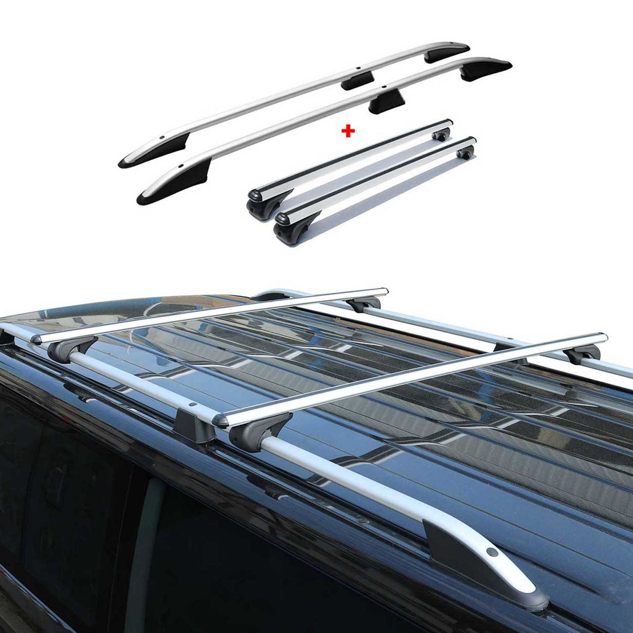 Kit Barres de toit pour Opel Combo D 2010-2018 Alu Gris L2 Empattement Long 4x
