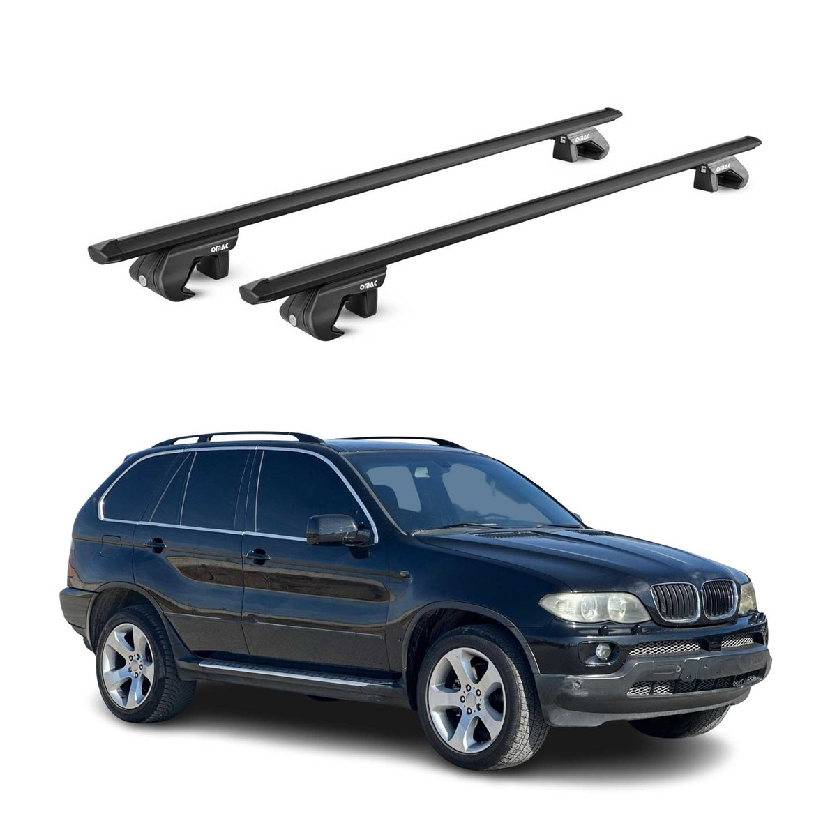 Barres de toit transversales ABE pour BMW X5 E53 E70 1999-2013 5 P Alu Noir 2x