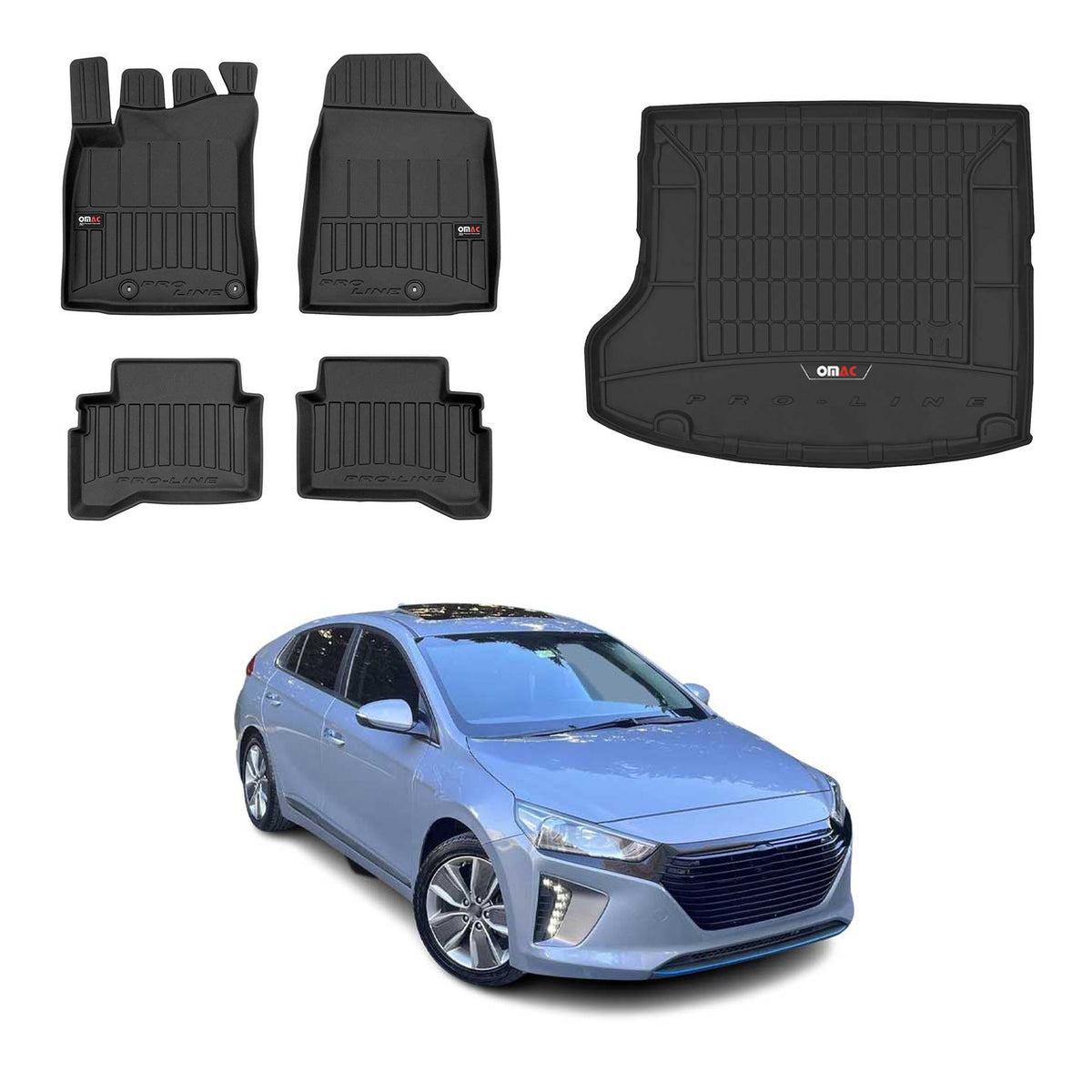 OMAC Kit Tapis de Sol et Coffre pour Hyundai Ioniq Hybrid 2016-2021