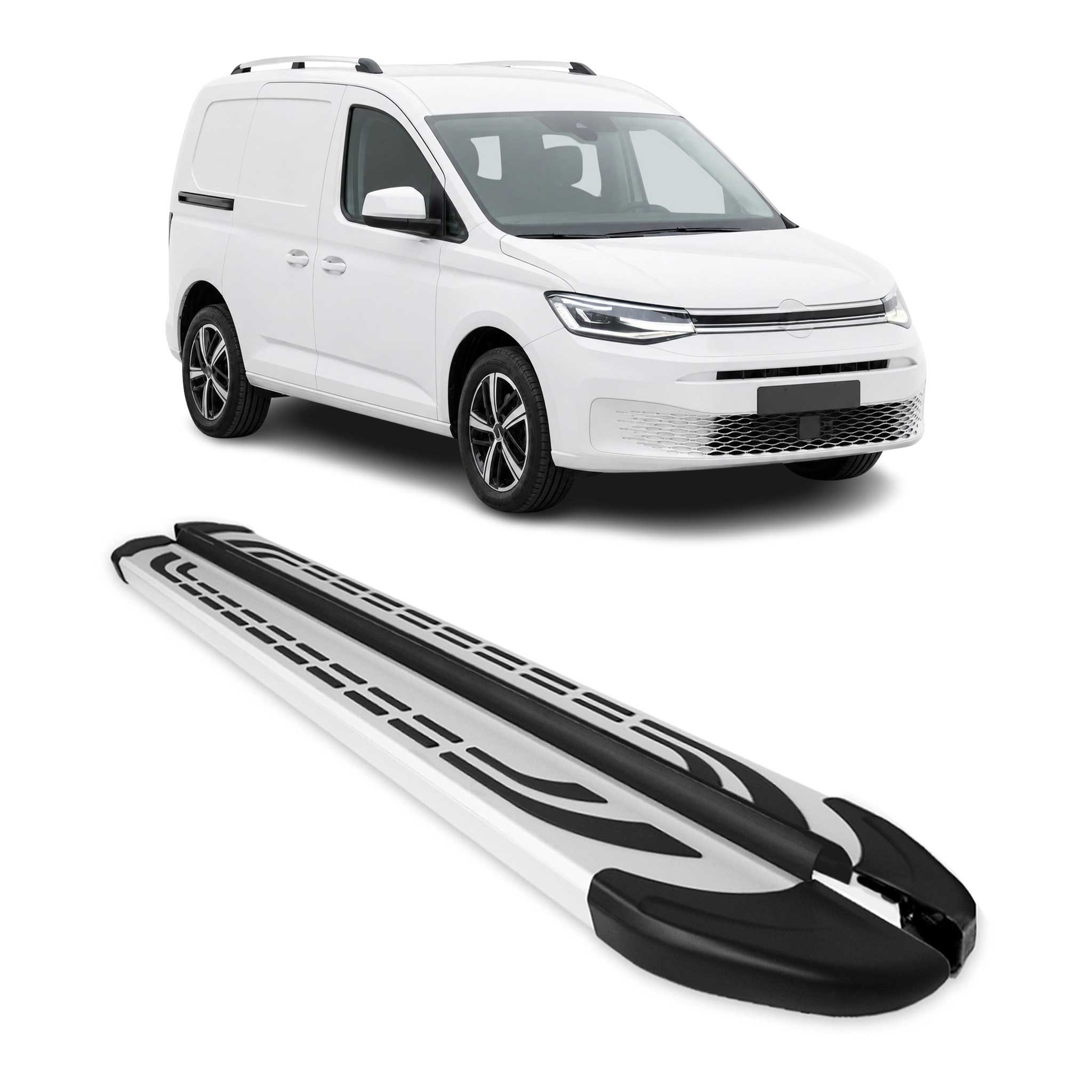 Marchepieds latéraux pédale pour VW Caddy Maxi 2020-2026 L2 2Pcs Aluminium Gris