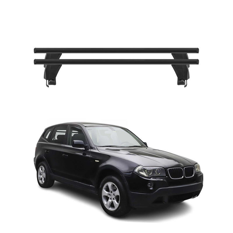 Menabo Barres de toit transversales pour BMW X3 E83 2003-2010 Alu Noir ABE