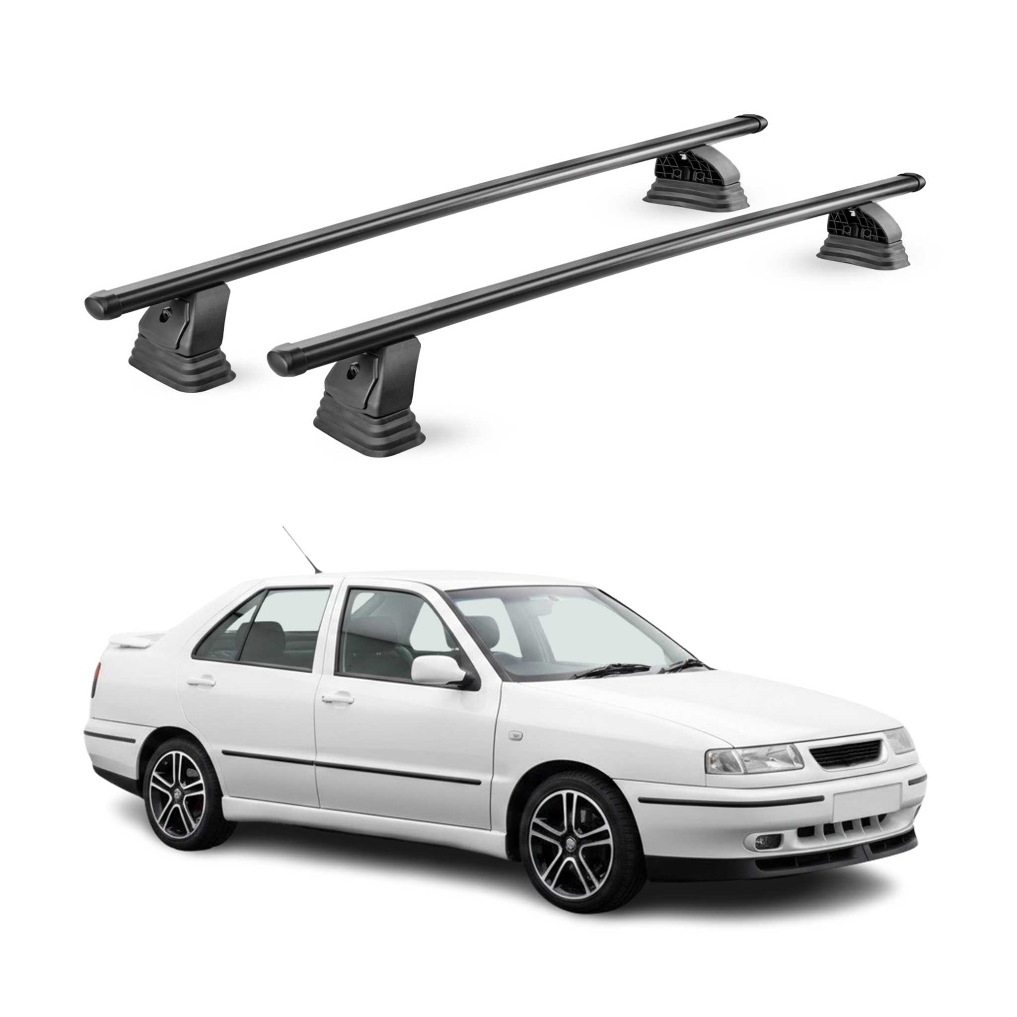 Barres de toit transversales acier pour Seat Toledo I 1991-1999 TÜV Noir 2Pcs