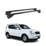 Barres de toit Transversales pour Ssangyong Rexton 2001-2012 Aluminium Noir