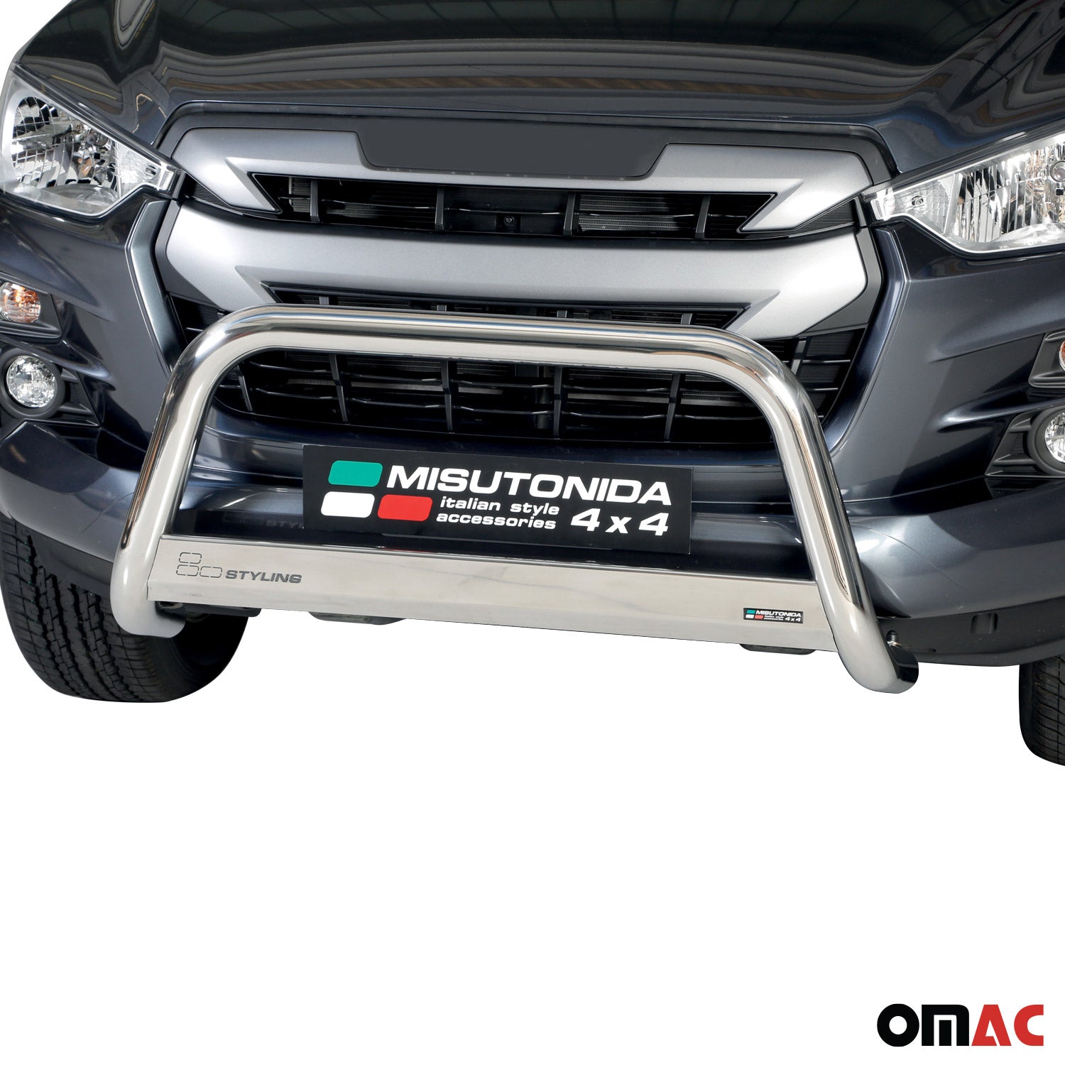 Pare-buffle Avant pour Isuzu D-Max 2019-2022 Pre-FL 63mm en Acier Argent