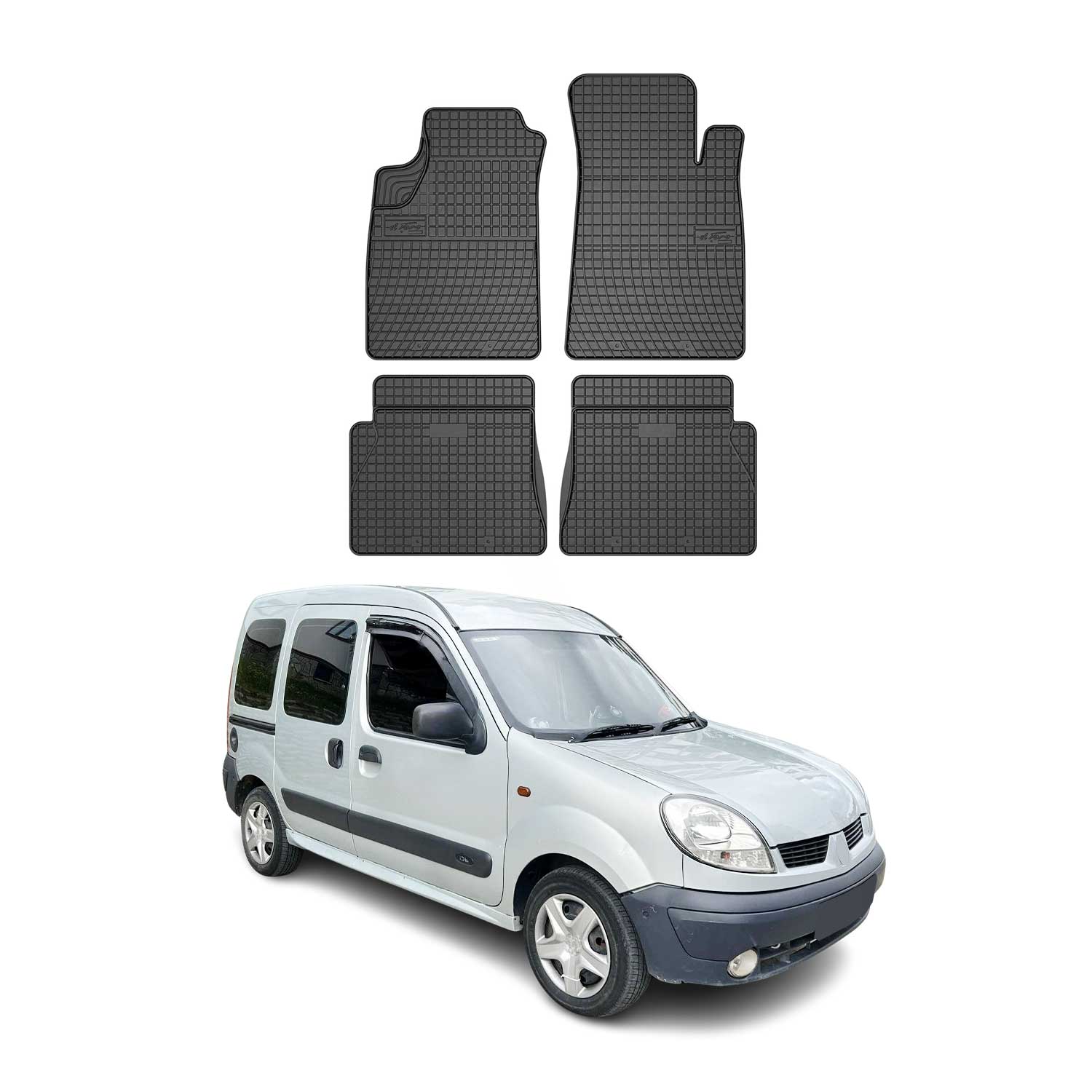 Tapis de Sol pour Renault Kangoo I 1997-2007 Noir Caoutchouc 4 Pcs