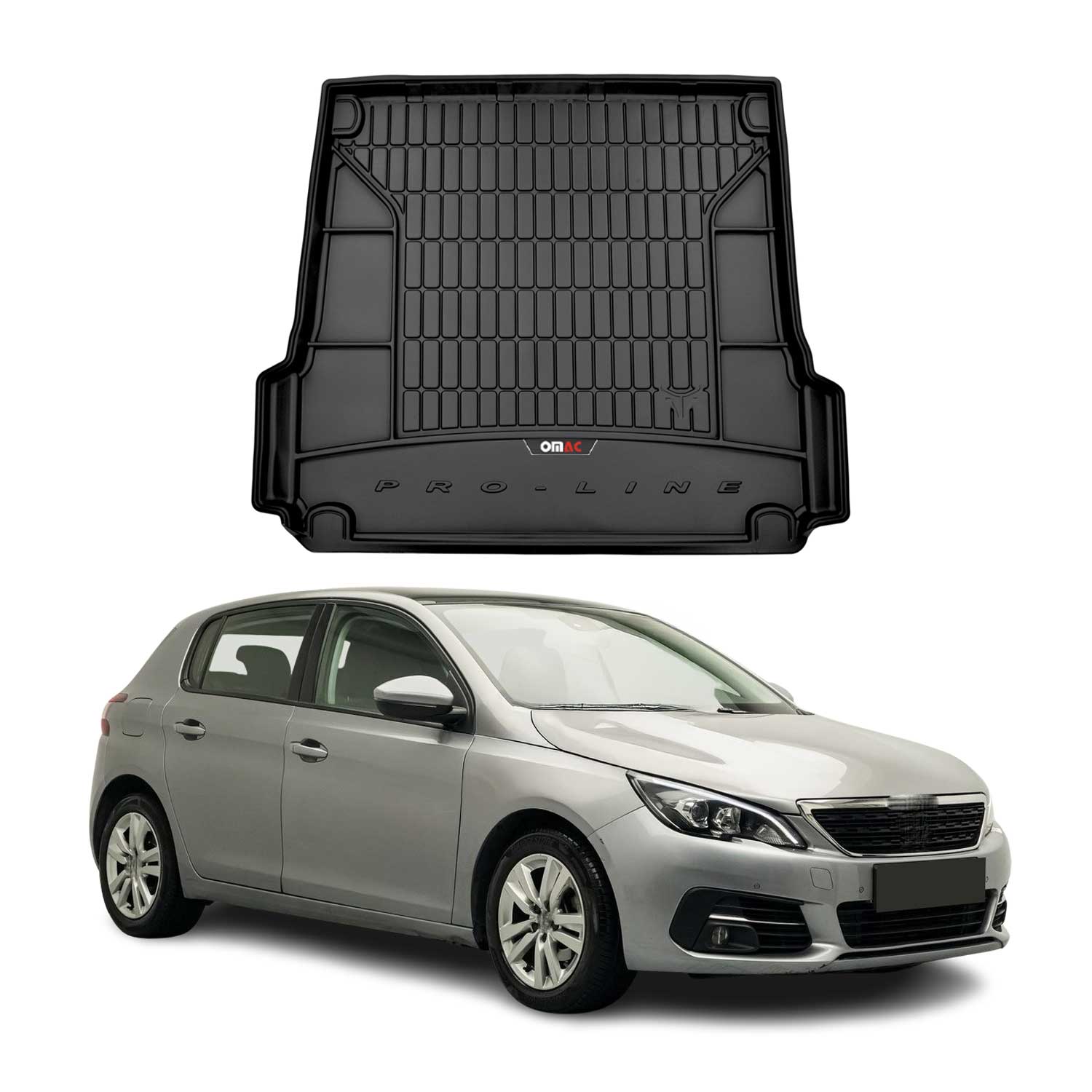 Tapis de Coffre pour Peugeot 308 2013-2021 Noir TPE