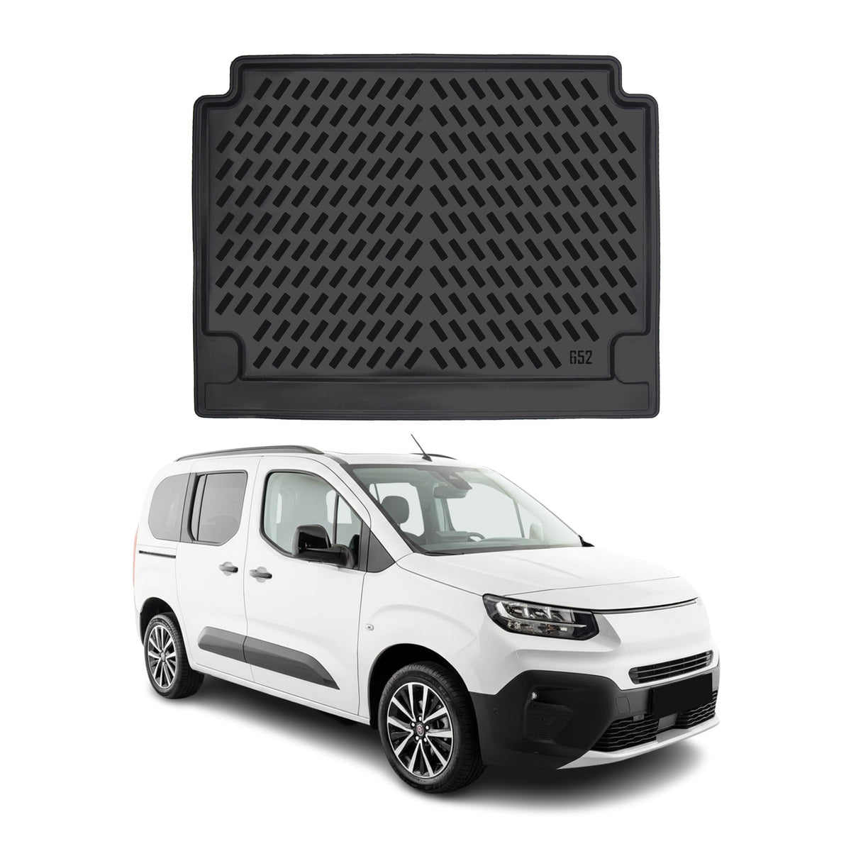 Tapis de coffre pour Fiat Doblo 2023-2027 Noir 3D en Caoutchouc TPE