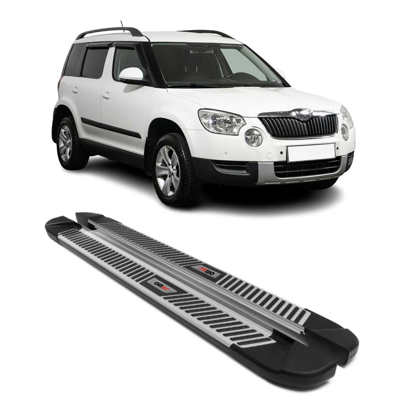 Marchepieds Latéraux pédale pour Skoda Yeti 2009-2017 Noir Gris Aluminium 2Pcs