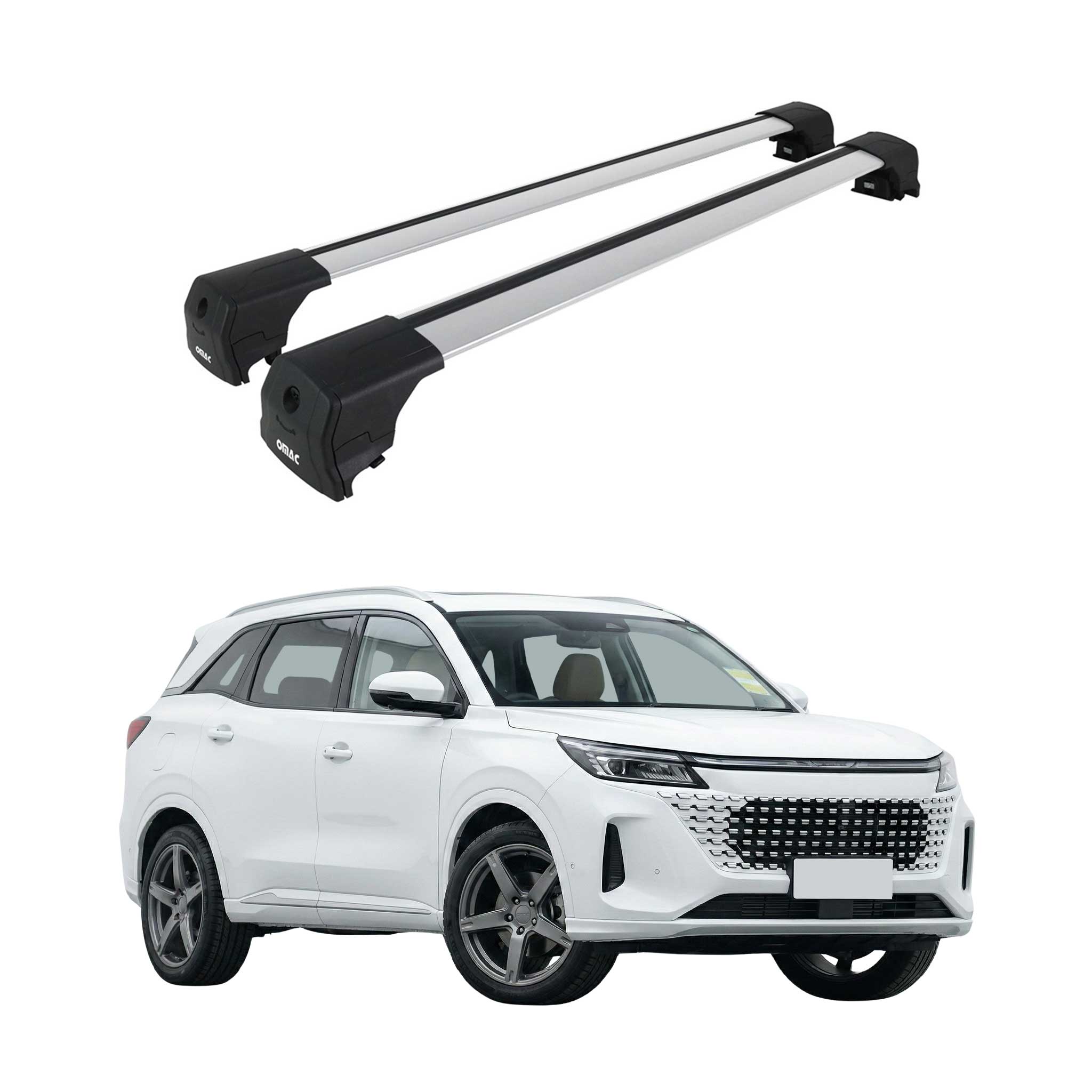 Barres De Toit Transversales pour DFSK E5 2023-2026 Aluminium Gris 2Pcs
