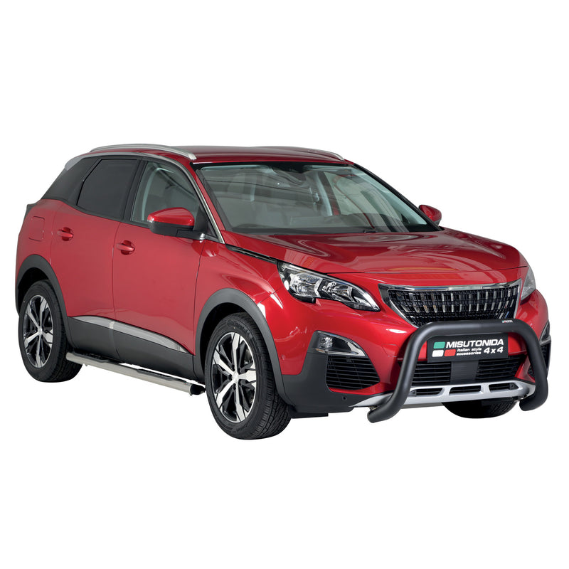 Pare-buffle Avant pour Peugeot 3008 2018-2021 76 mm en Acier Noir