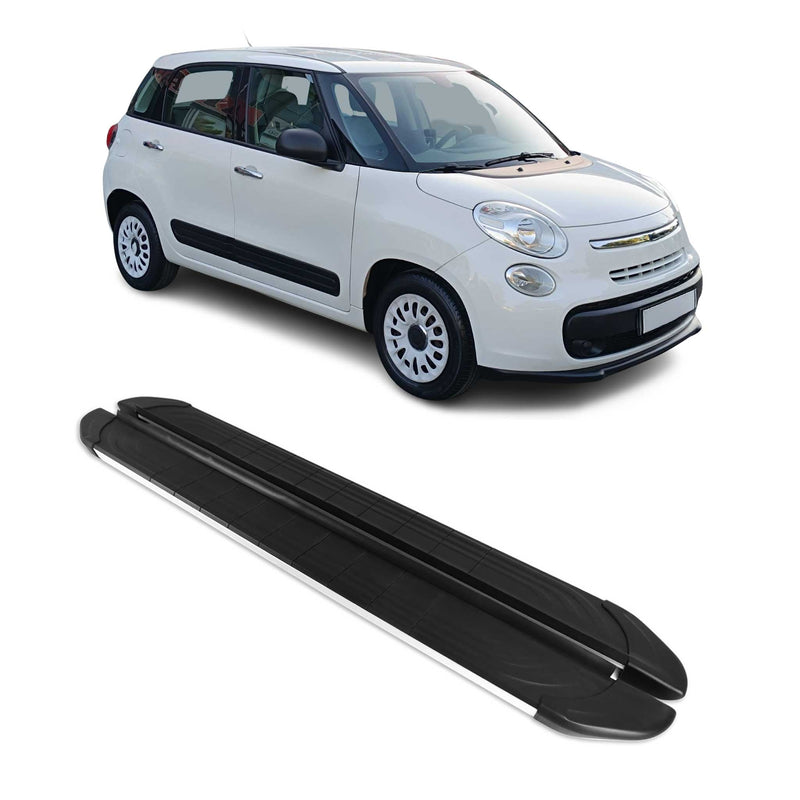 Marchepieds Latéraux pédale pour Fiat 500L 2012-2024 Aluminium Gris Noir 2Pcs