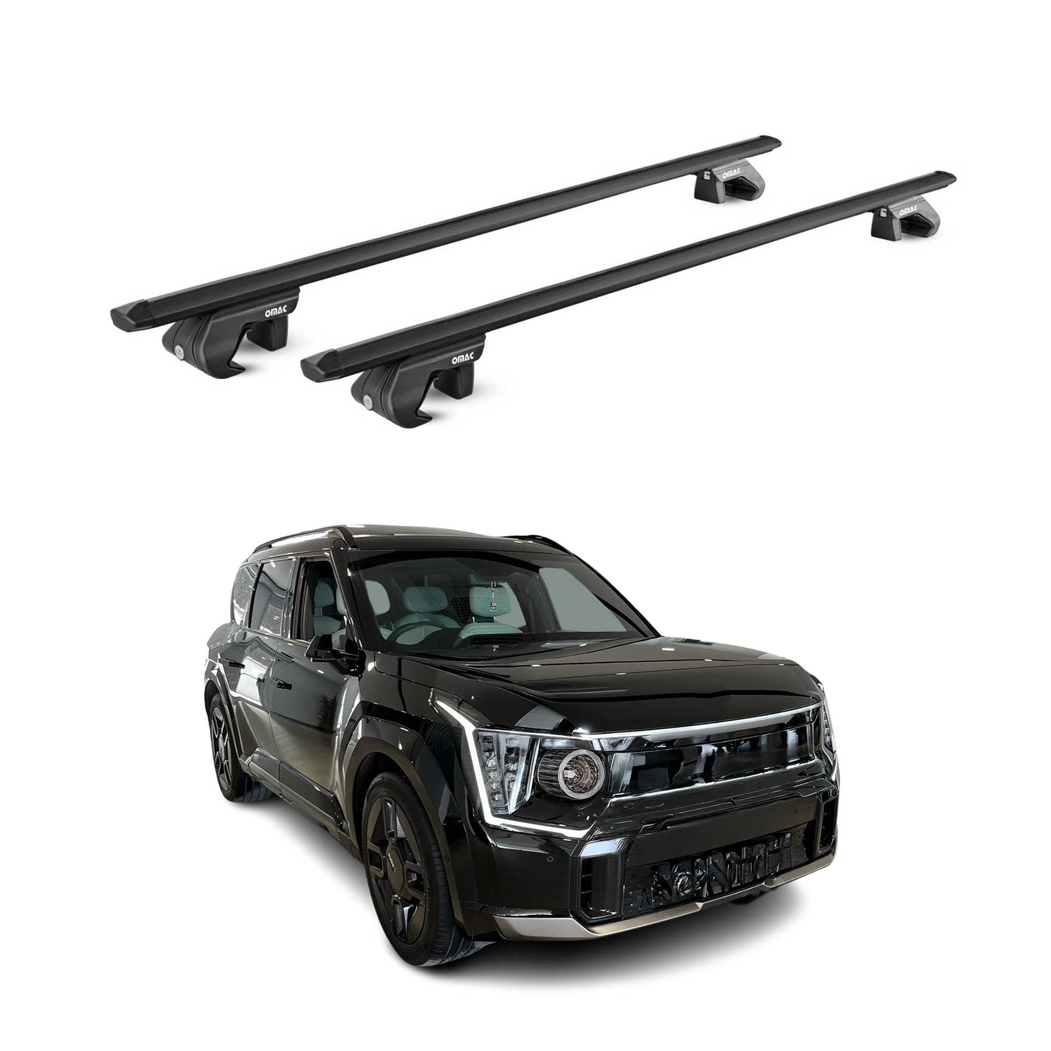 Barres transversales de toit pour Kia EV9 2023-2026 Aluminium Noir 2 Pcs ABE